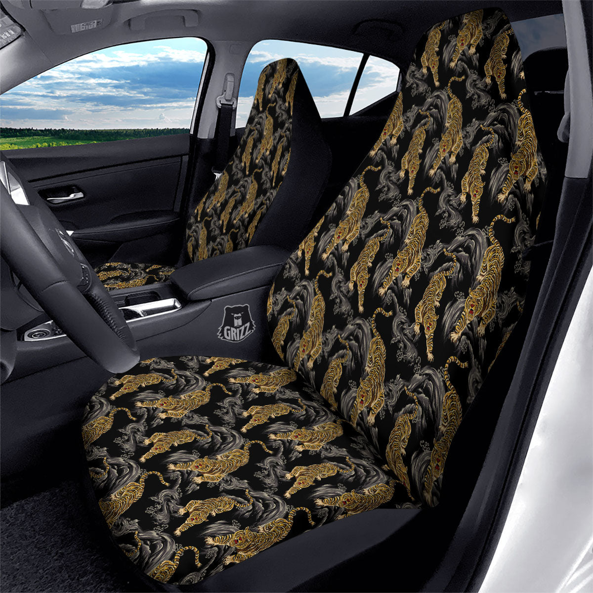 Tiger Japanese Print Pattern Car Seat Covers-grizzshop