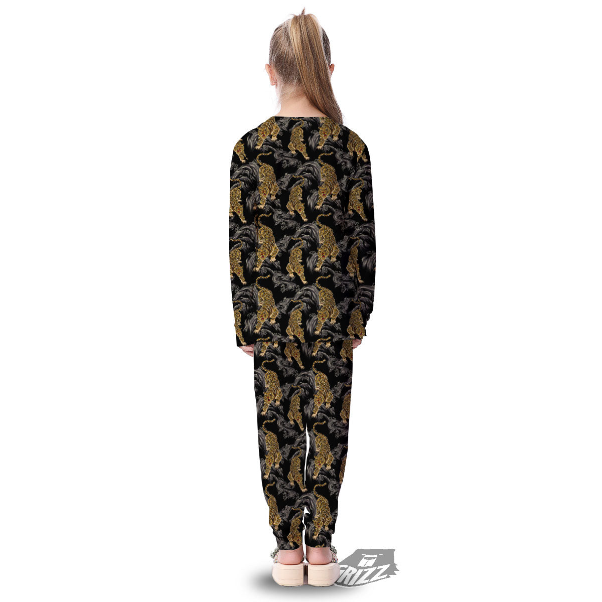 Tiger Japanese Print Pattern Kid's Pajamas-grizzshop