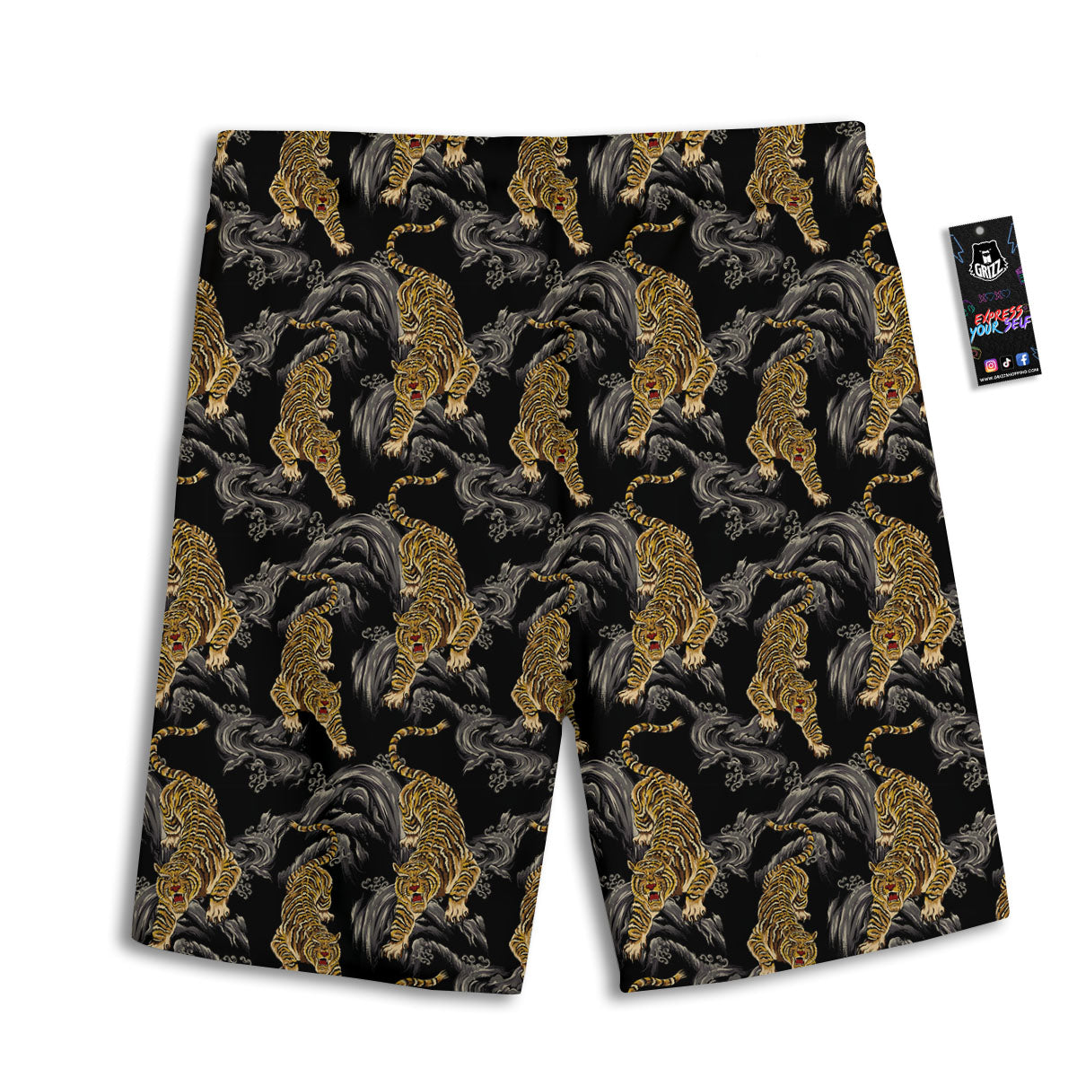 Tiger Japanese Print Pattern Men's Athletic Shorts