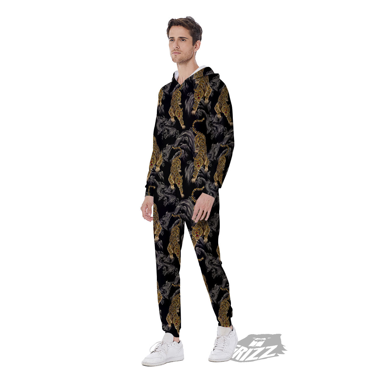 Tiger Japanese Print Pattern Men's Jumpsuit-grizzshop
