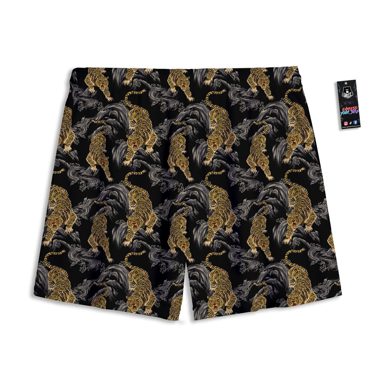 Tiger Japanese Print Pattern Mesh Shorts