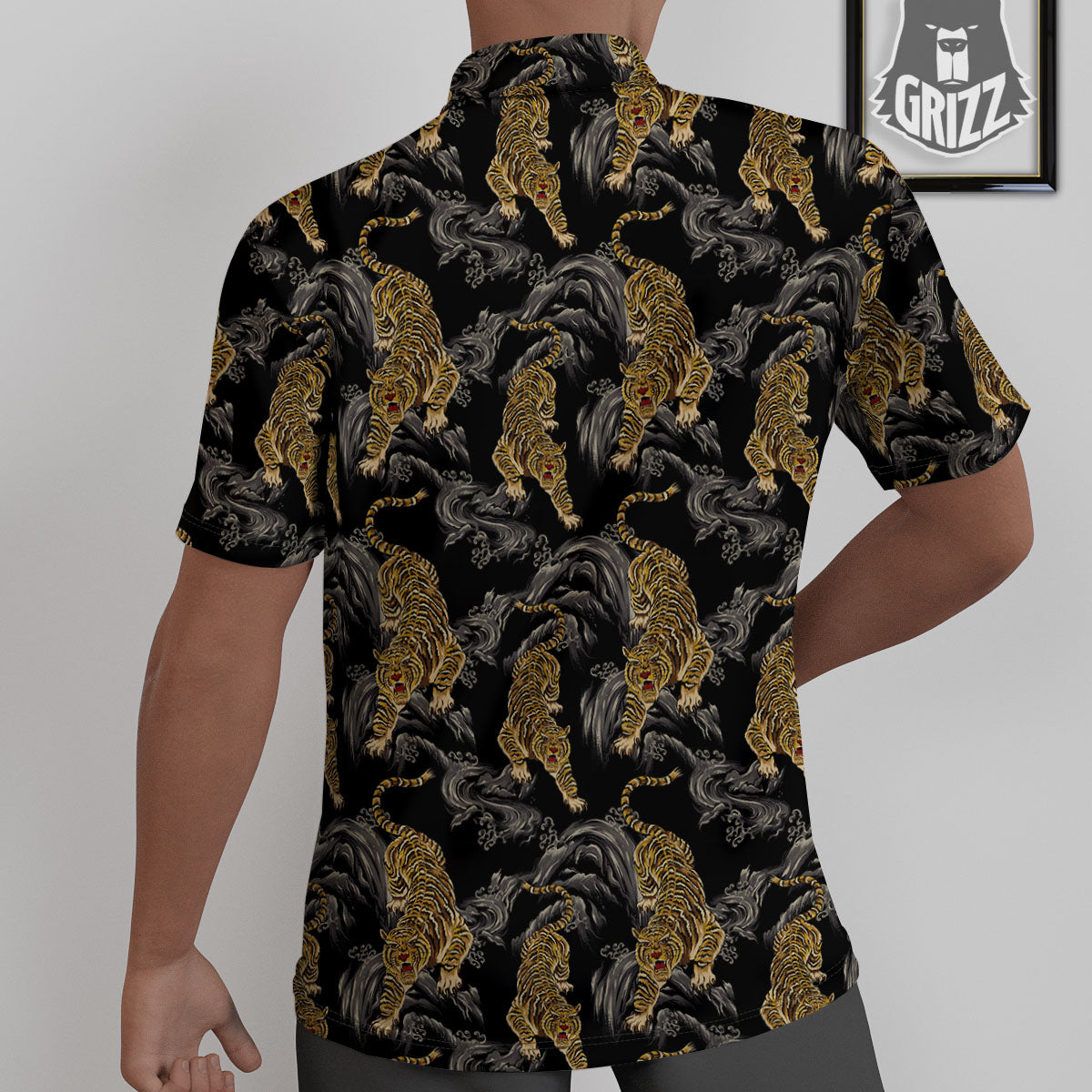 Tiger Japanese Print Pattern Untucked Shirts-grizzshop