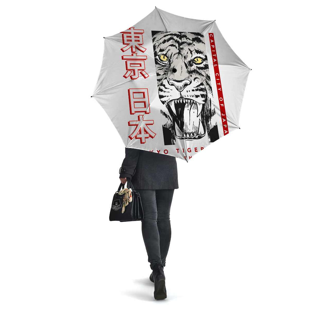 Tiger Japanese Style Print Umbrella-grizzshop