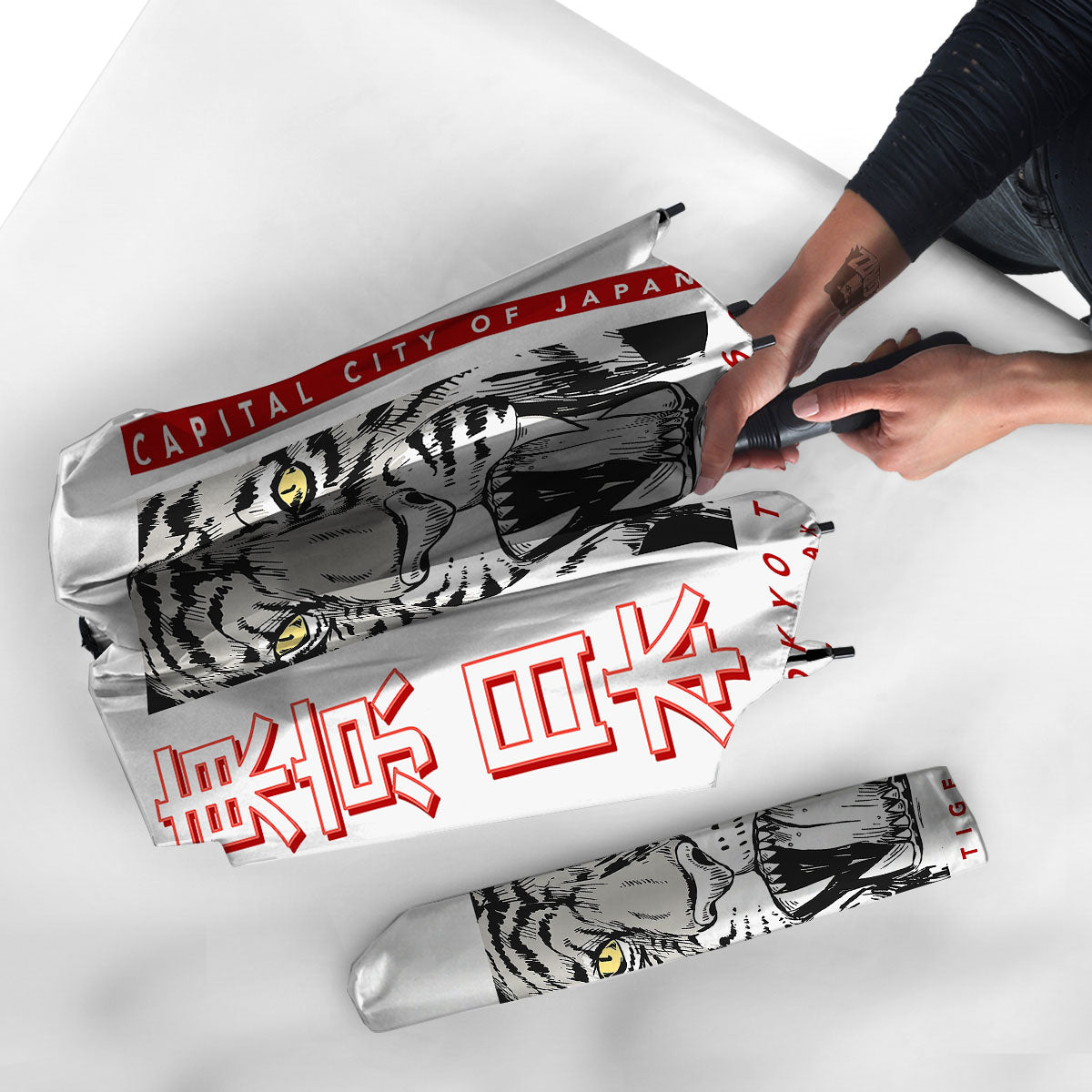 Tiger Japanese Style Print Umbrella-grizzshop