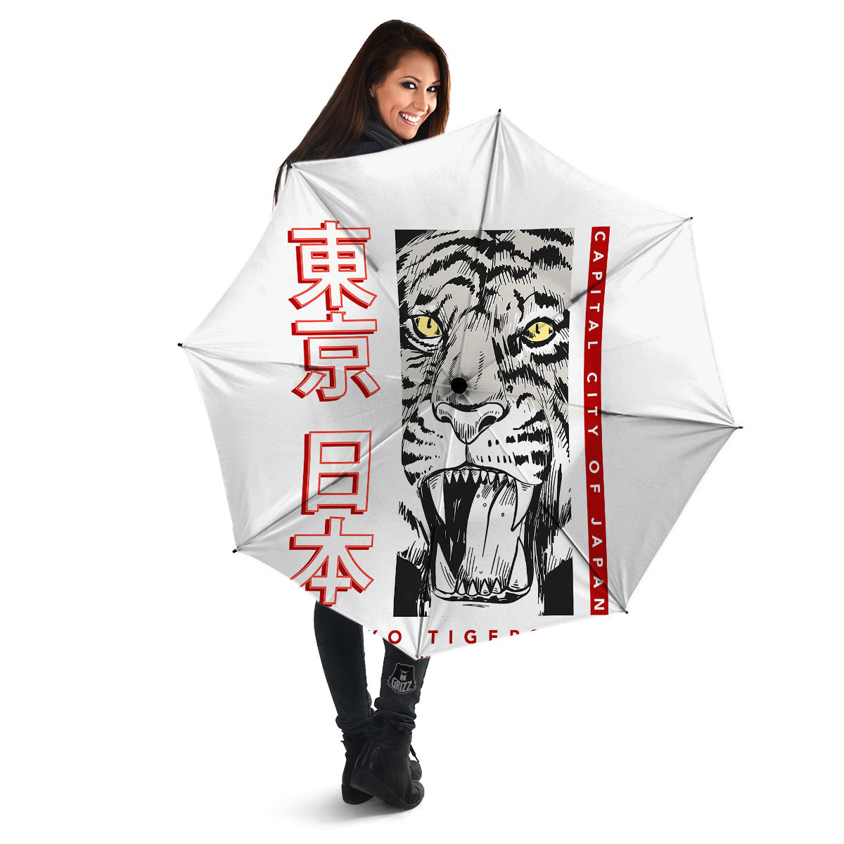 Tiger Japanese Style Print Umbrella-grizzshop