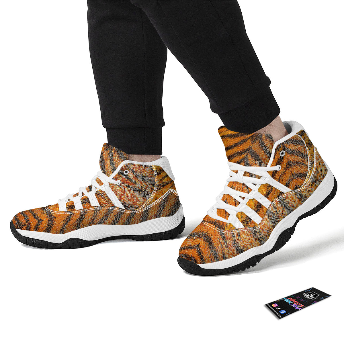 Tiger Skin Print White Bball Shoes-grizzshop