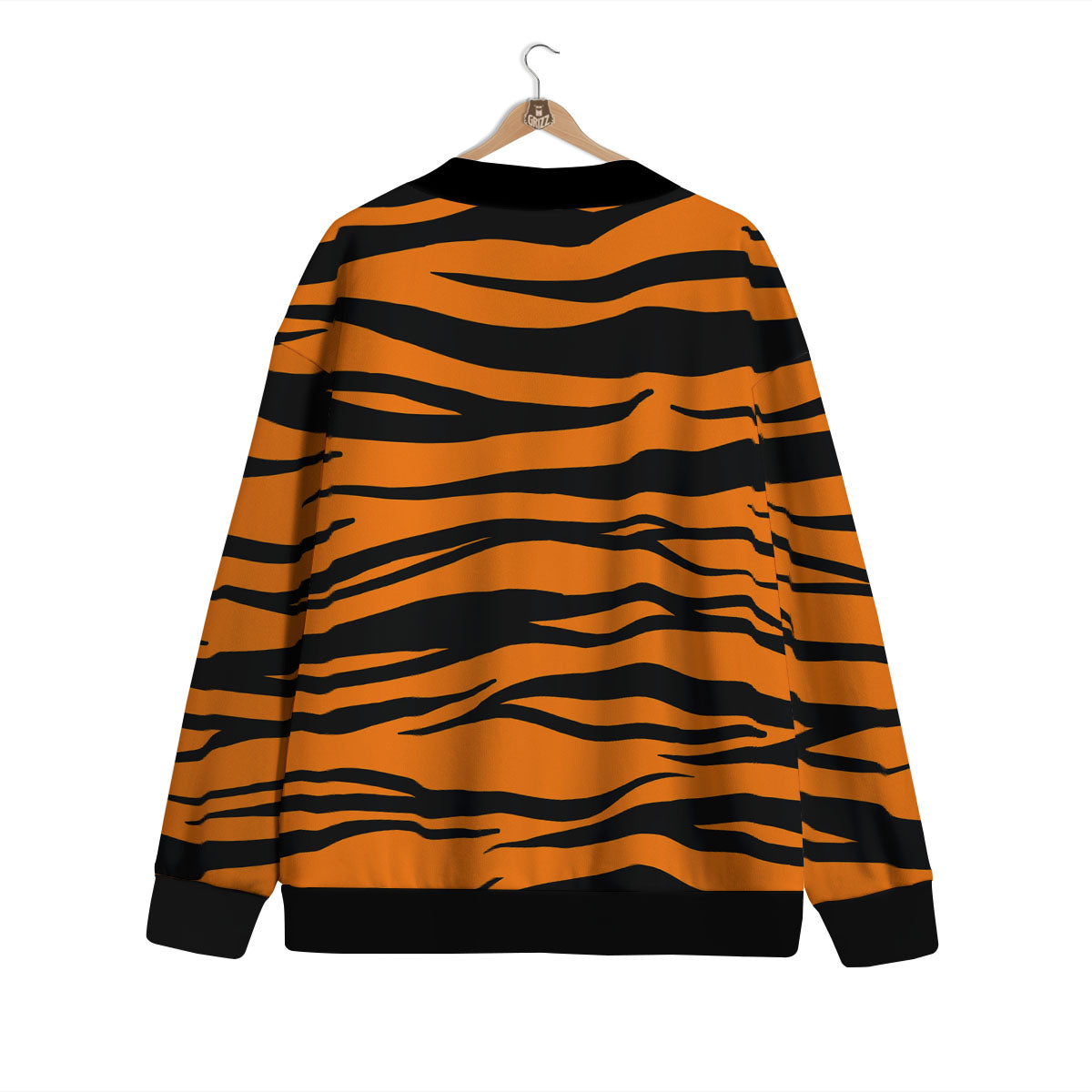 Tiger Stripe Black And Orange Print Cardigan-grizzshop