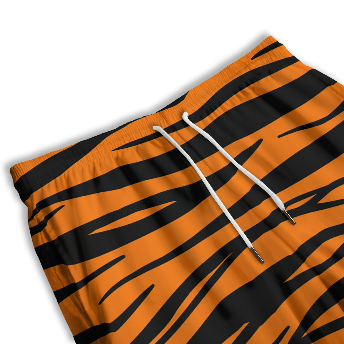 Tiger Stripe Black And Orange Print Men's Athletic Shorts