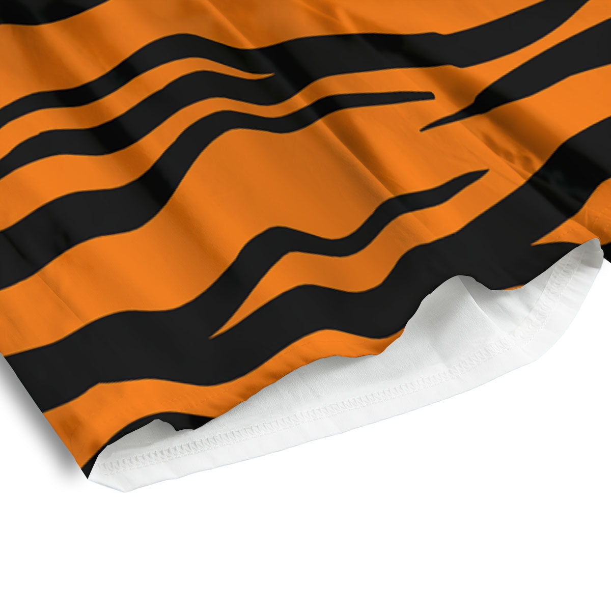 Tiger Stripe Black And Orange Print Men's Athletic Shorts