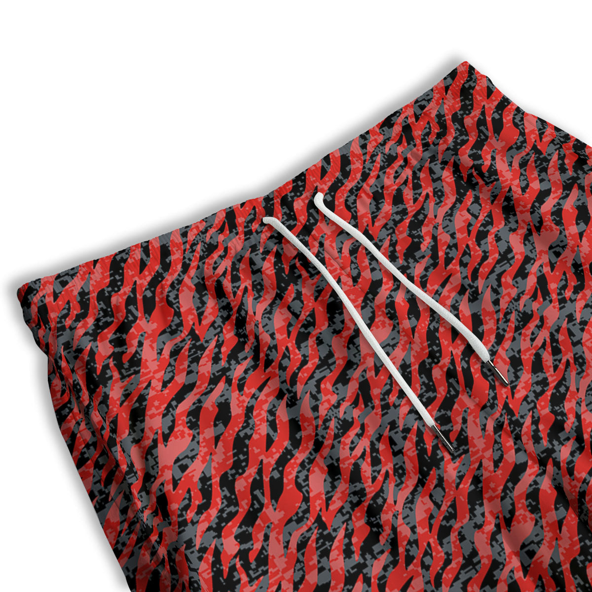 Tiger Stripe Camo Red And Black Print Men's Athletic Shorts