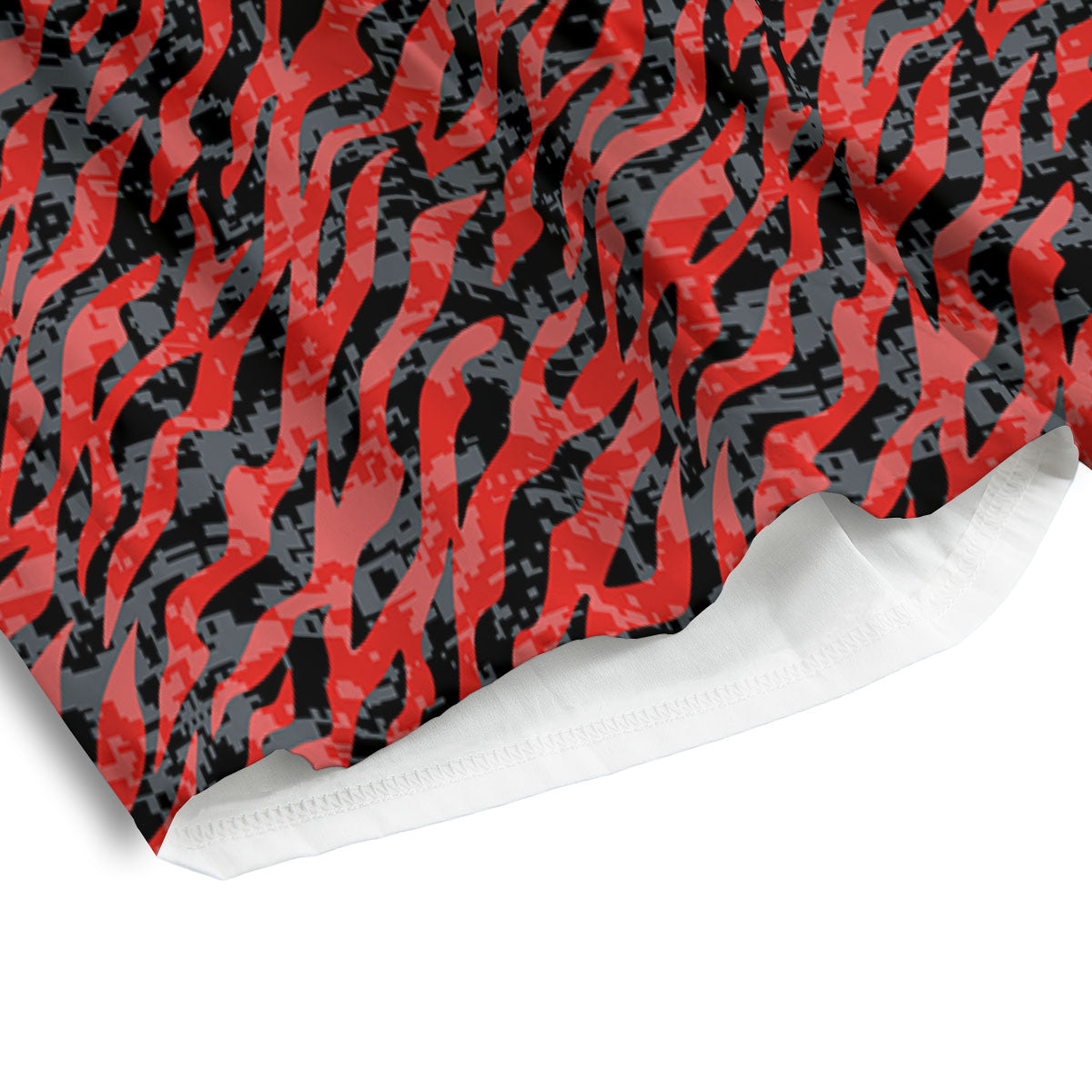 Tiger Stripe Camo Red And Black Print Men's Athletic Shorts