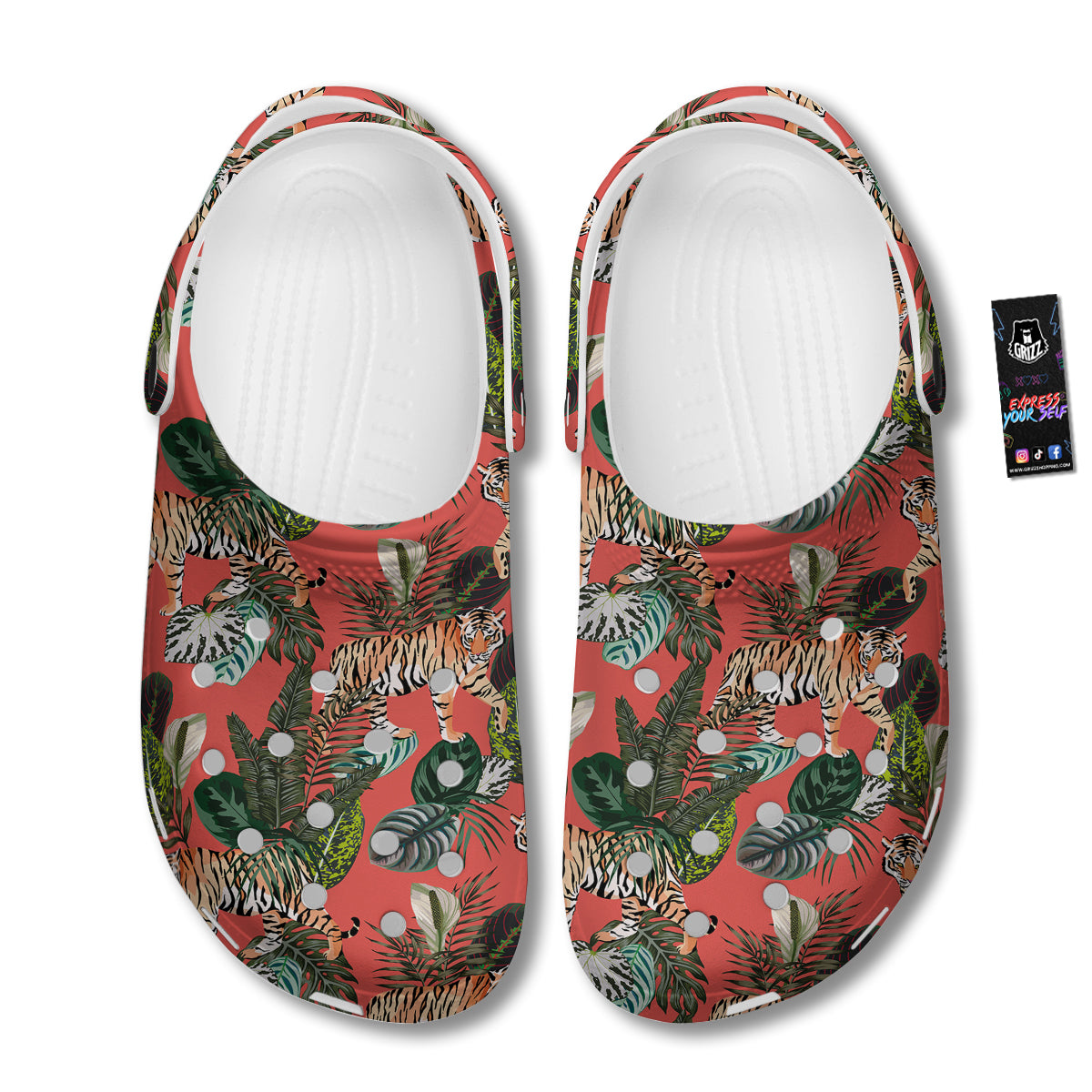 Tiger Tropical Print Pattern Clog-grizzshop