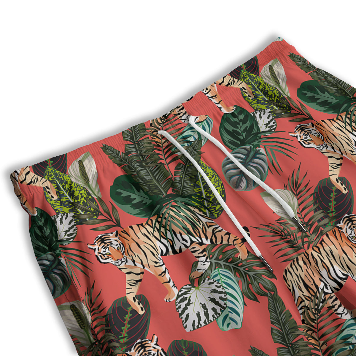 Tiger Tropical Print Pattern Men's Athletic Shorts