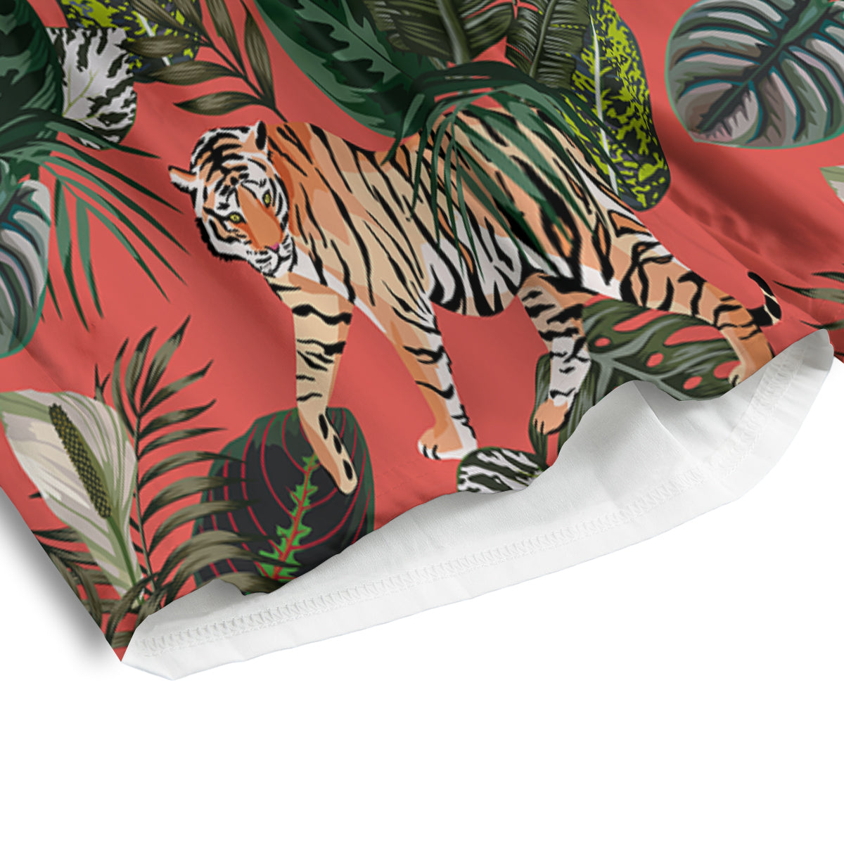 Tiger Tropical Print Pattern Men's Athletic Shorts