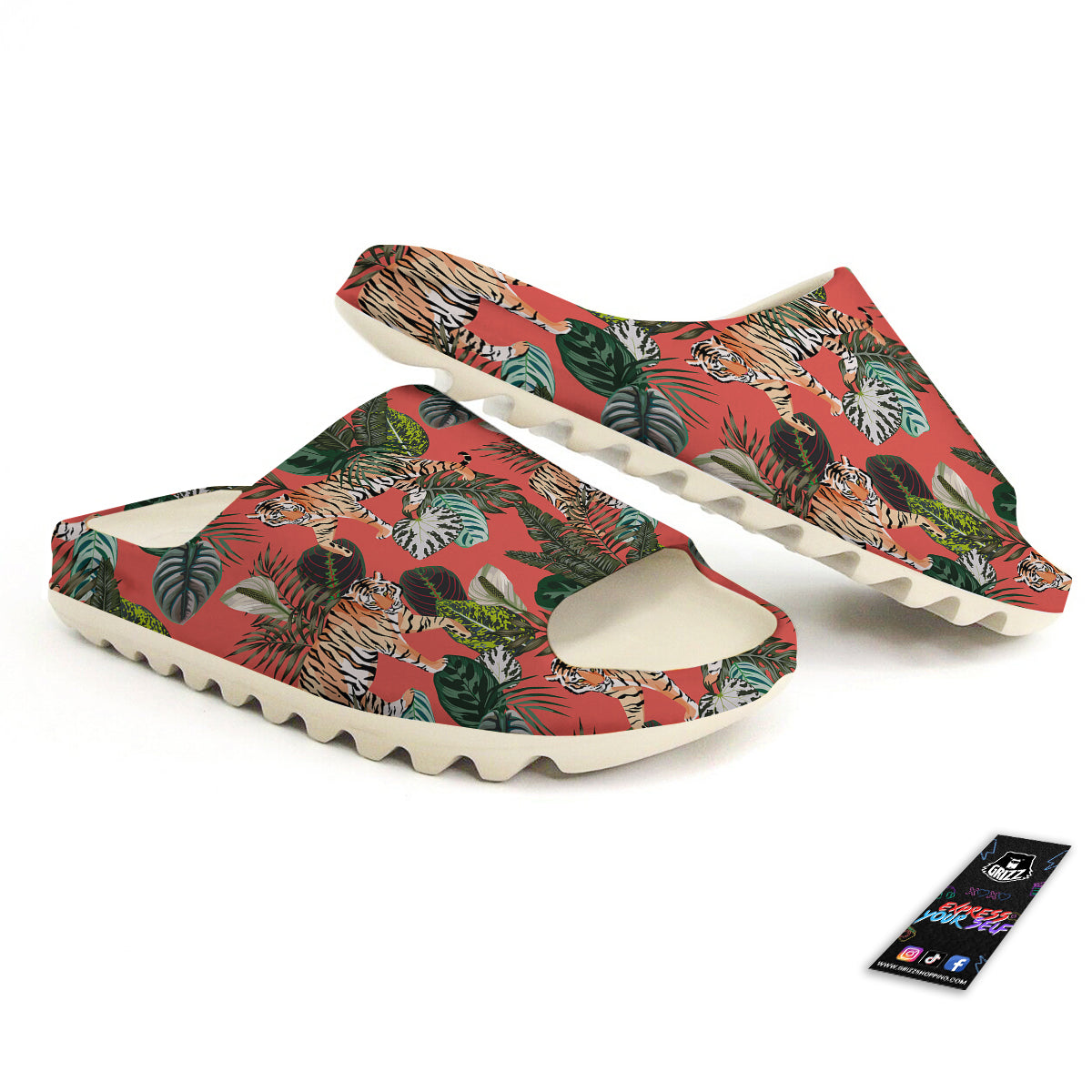 Tiger Tropical Print Pattern Sandals-grizzshop