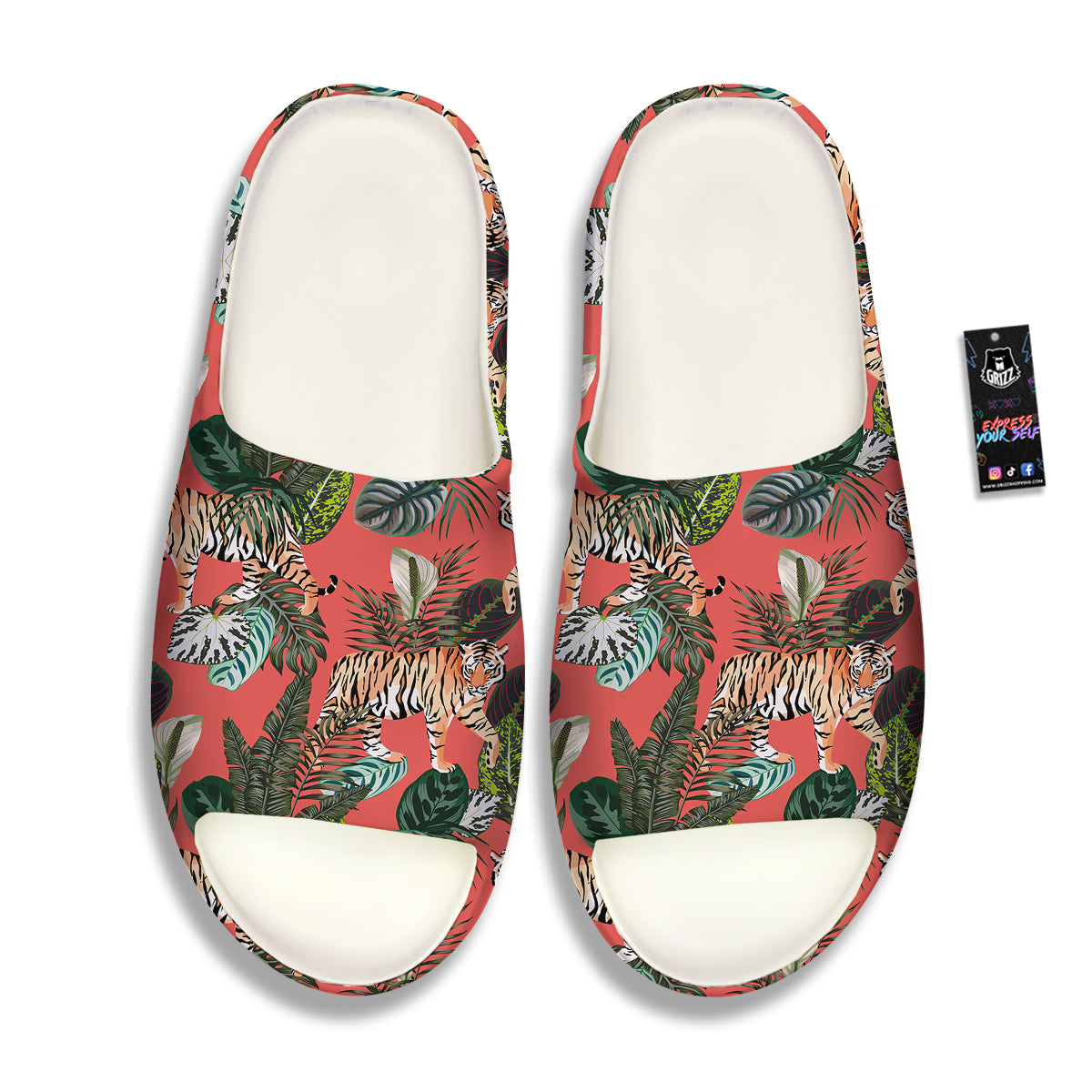 Tiger Tropical Print Pattern Sandals-grizzshop