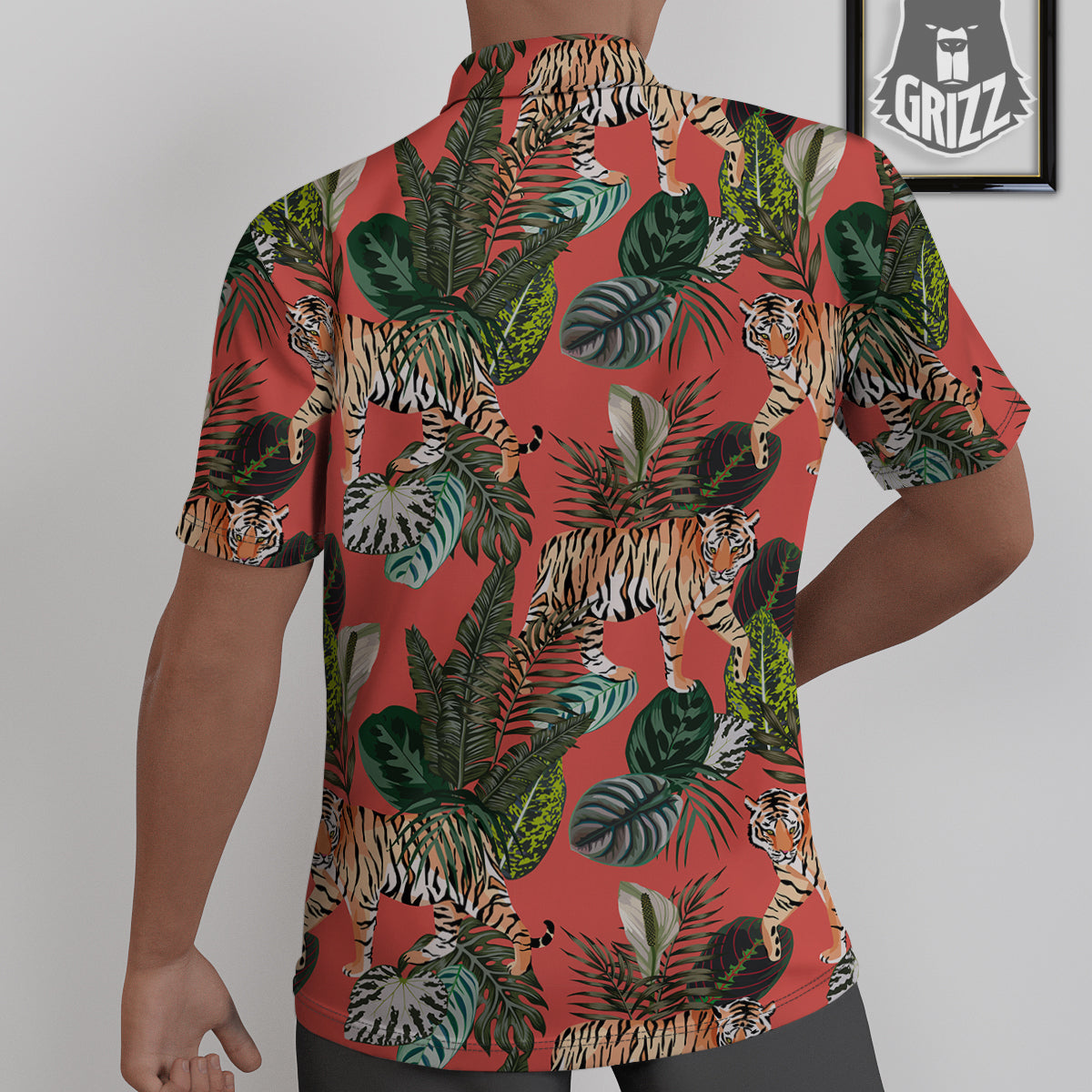 Tiger Tropical Print Pattern Untucked Shirts-grizzshop