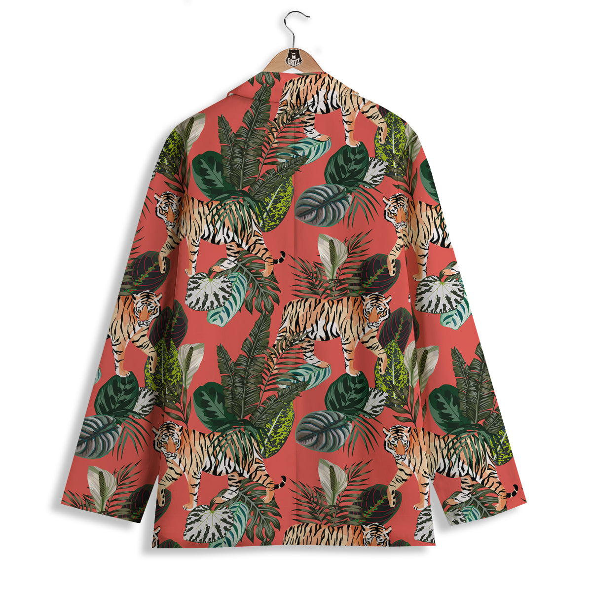 Tiger Tropical Print Pattern Women's Blazer-grizzshop