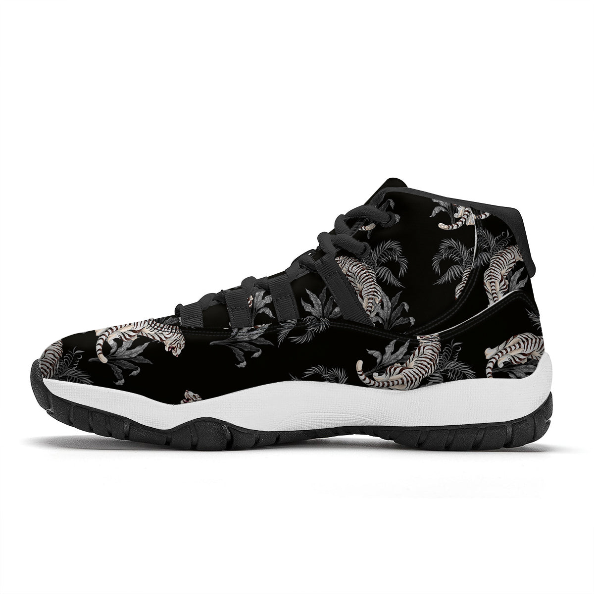 Tiger Tropical Vintage Print Pattern Black Bball Shoes-grizzshop