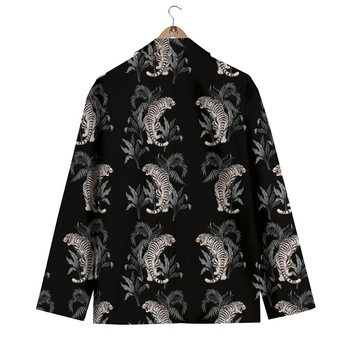 Tiger Tropical Vintage Print Pattern Men's Blazer-grizzshop