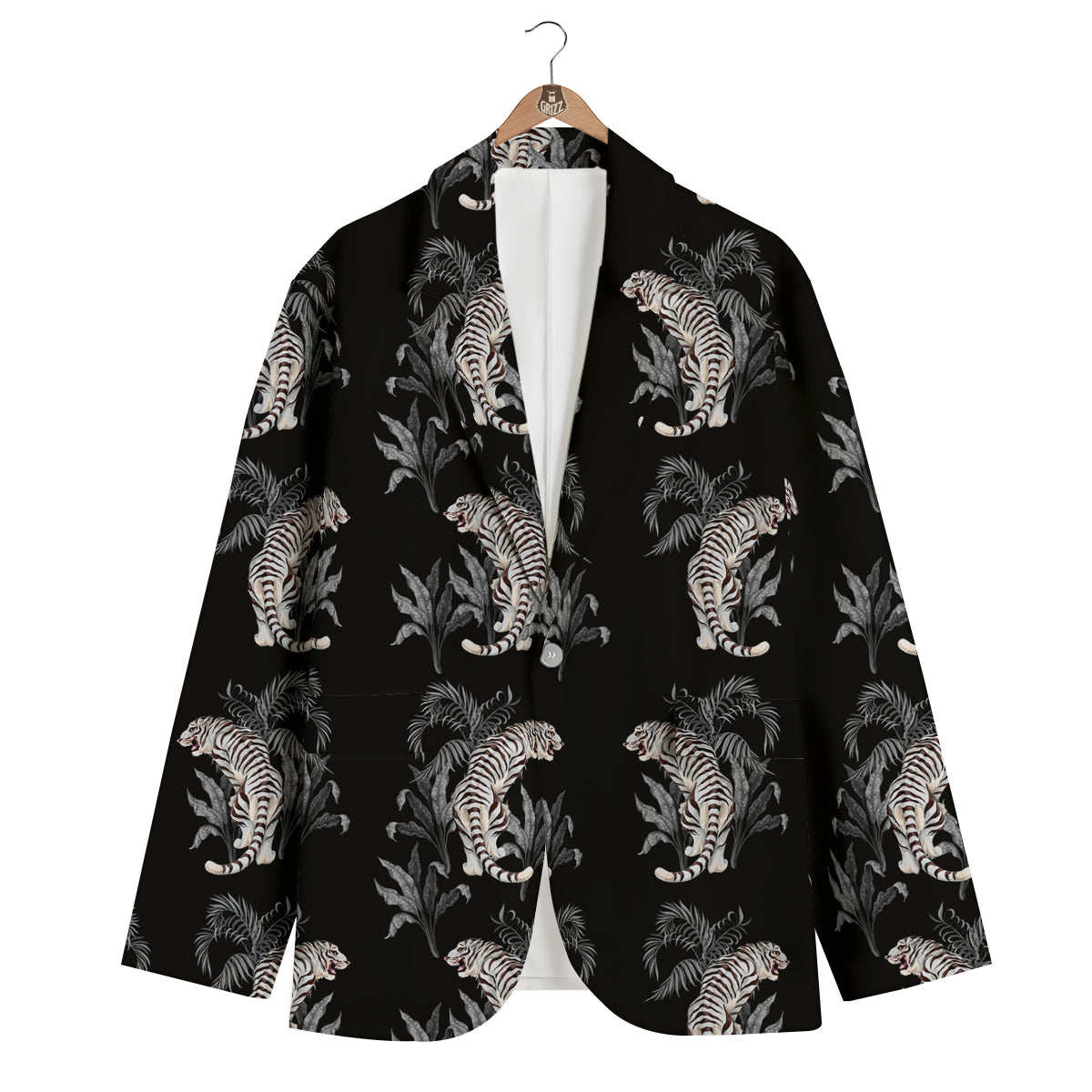 Tiger Tropical Vintage Print Pattern Men's Blazer-grizzshop