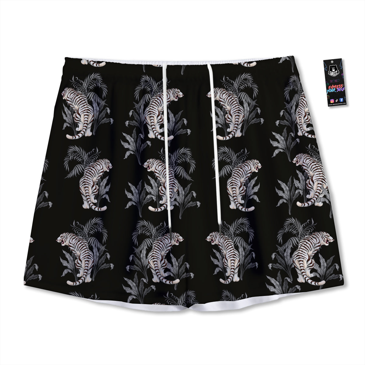 Tiger Tropical Vintage Print Pattern Mesh Shorts