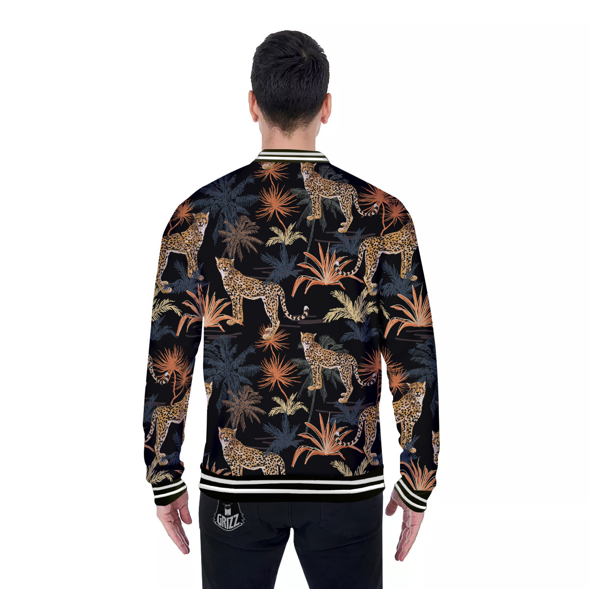 Tiger Watercolor Print Pattern Baseball Jacket-grizzshop