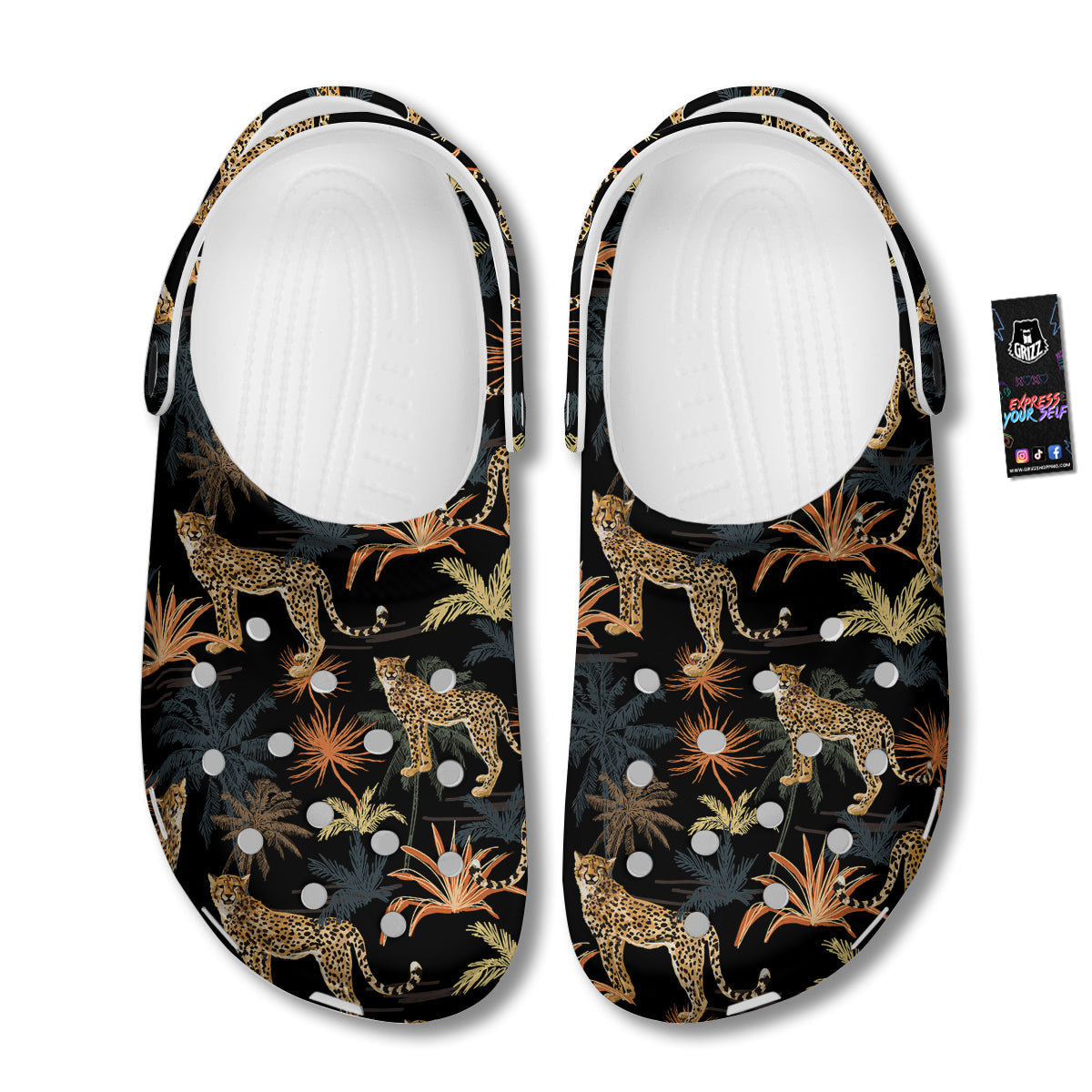 Tiger Watercolor Print Pattern Clog-grizzshop