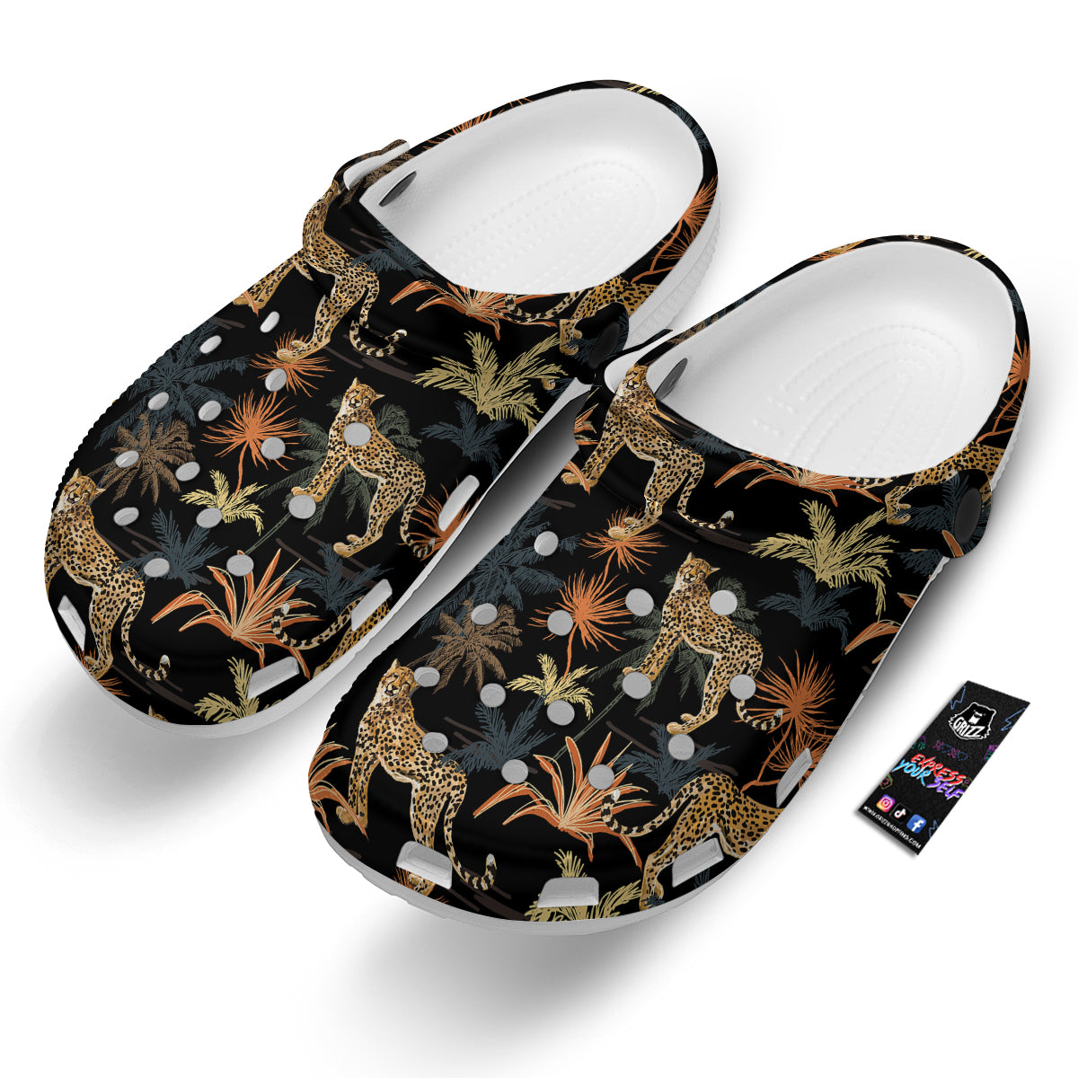 Tiger Watercolor Print Pattern Clog-grizzshop