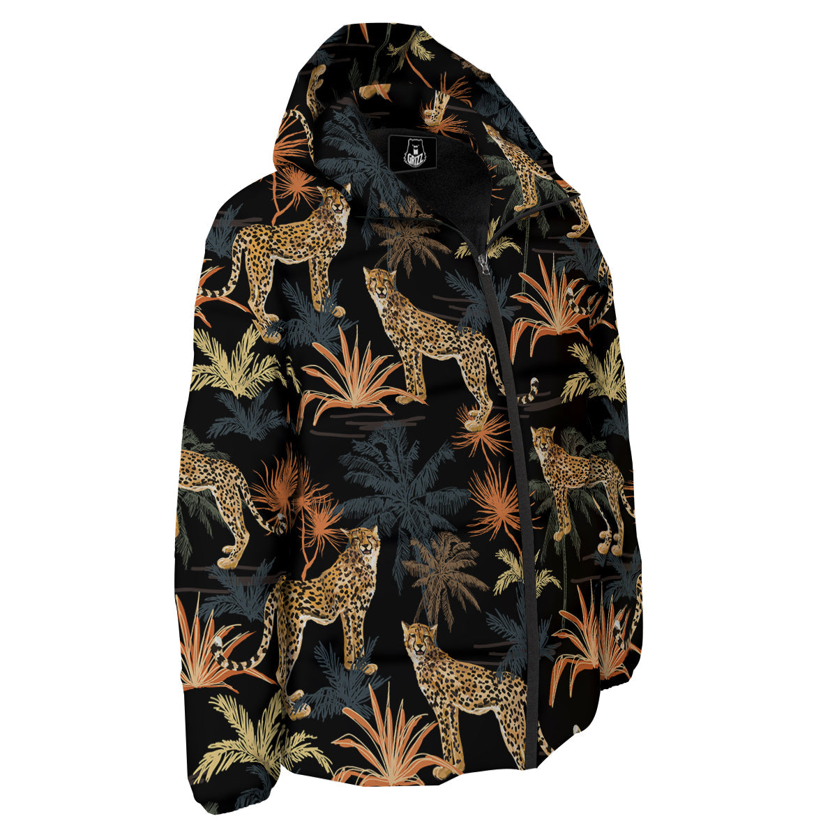 Tiger Watercolor Print Pattern Down Jacket-grizzshop