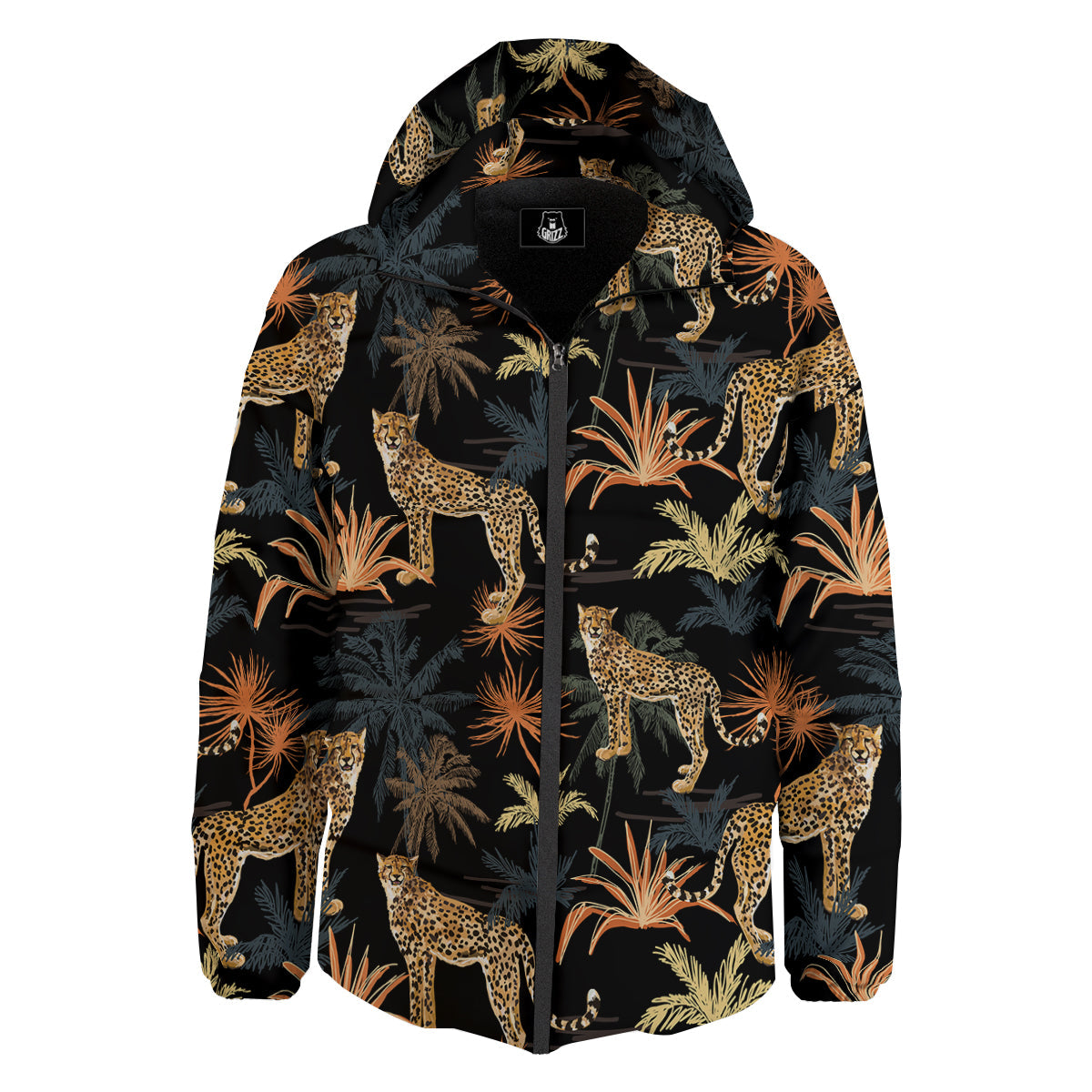 Tiger Watercolor Print Pattern Down Jacket-grizzshop