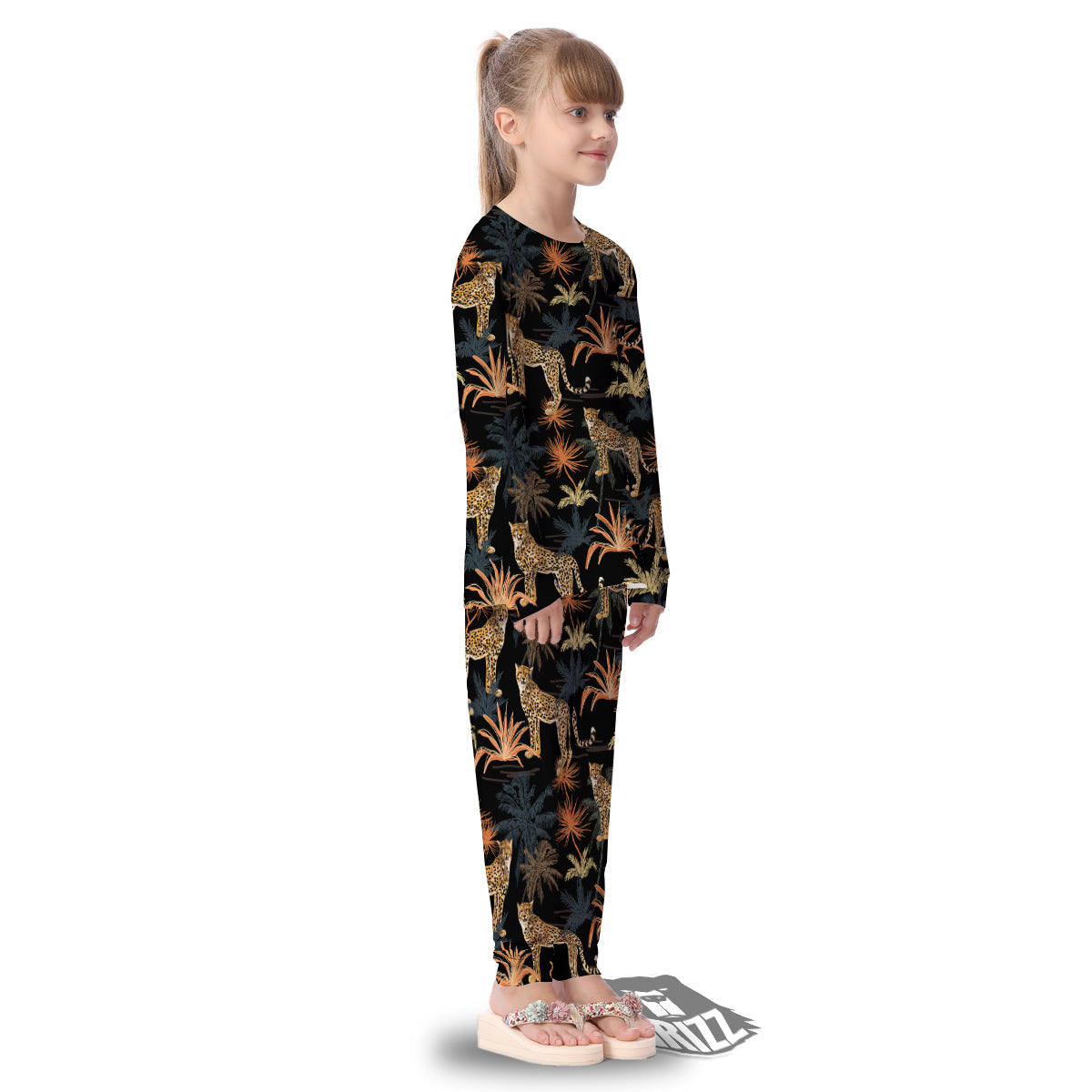 Tiger Watercolor Print Pattern Kid's Pajamas-grizzshop