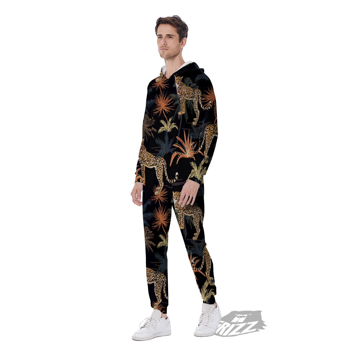 Tiger Watercolor Print Pattern Men's Jumpsuit-grizzshop