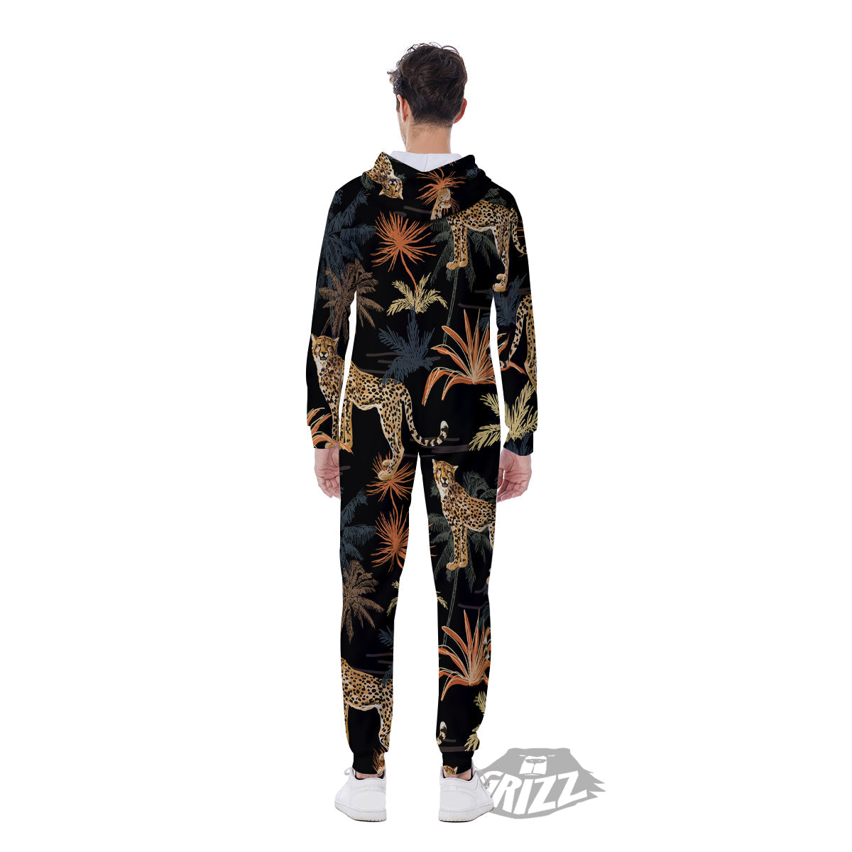 Tiger Watercolor Print Pattern Men's Jumpsuit-grizzshop