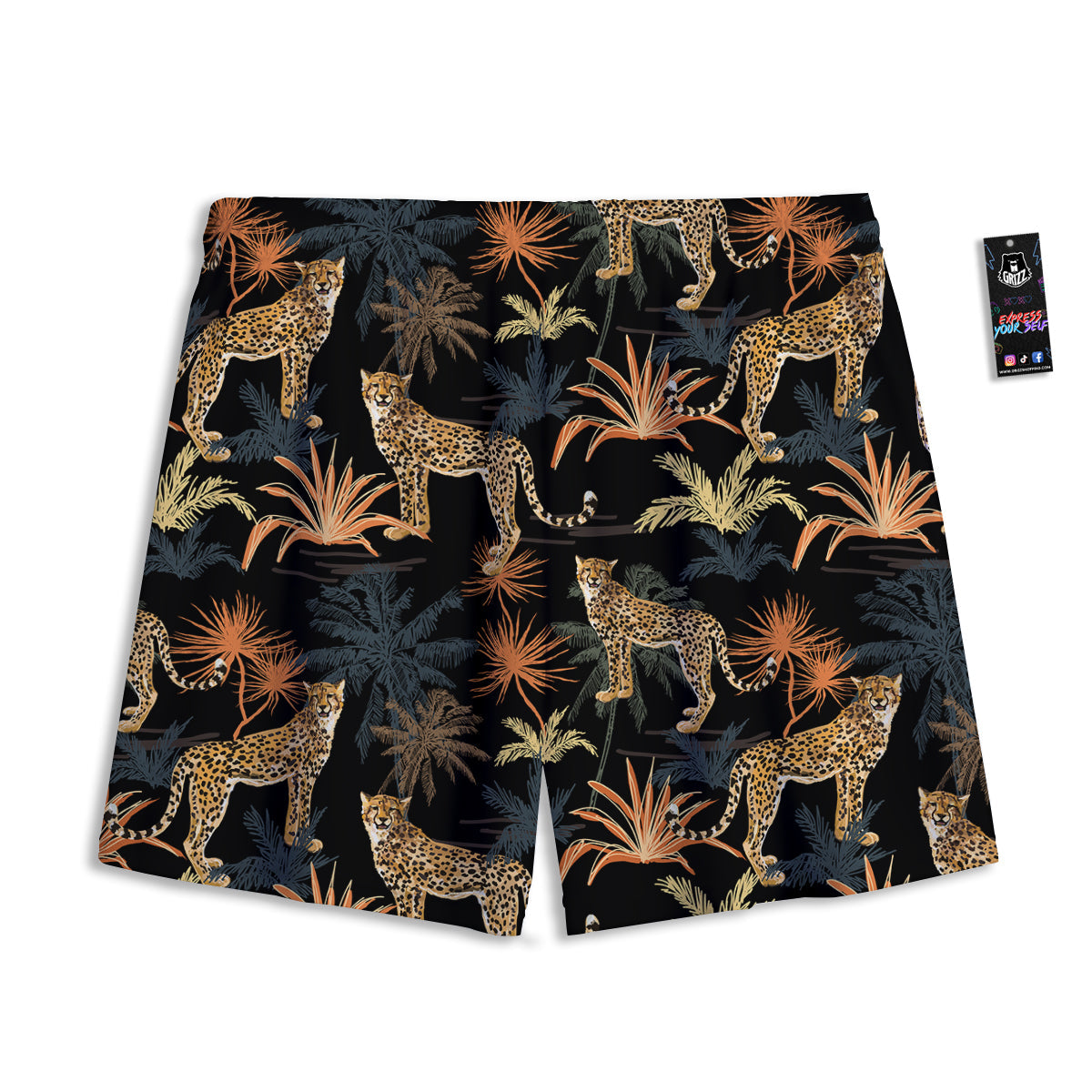 Tiger Watercolor Print Pattern Mesh Shorts