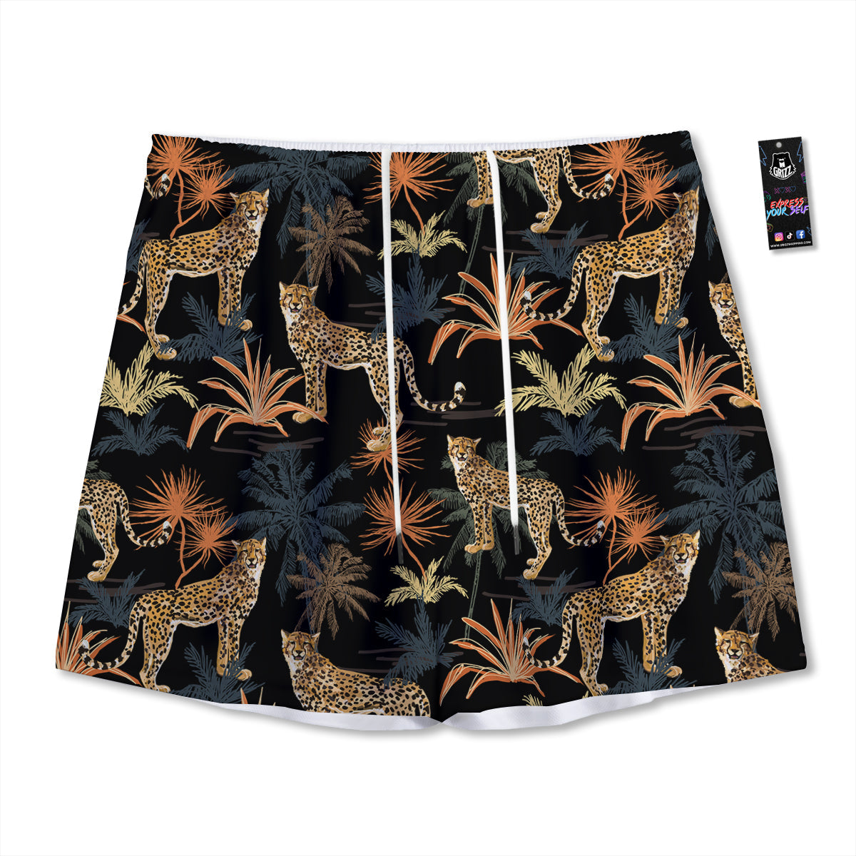 Tiger Watercolor Print Pattern Mesh Shorts