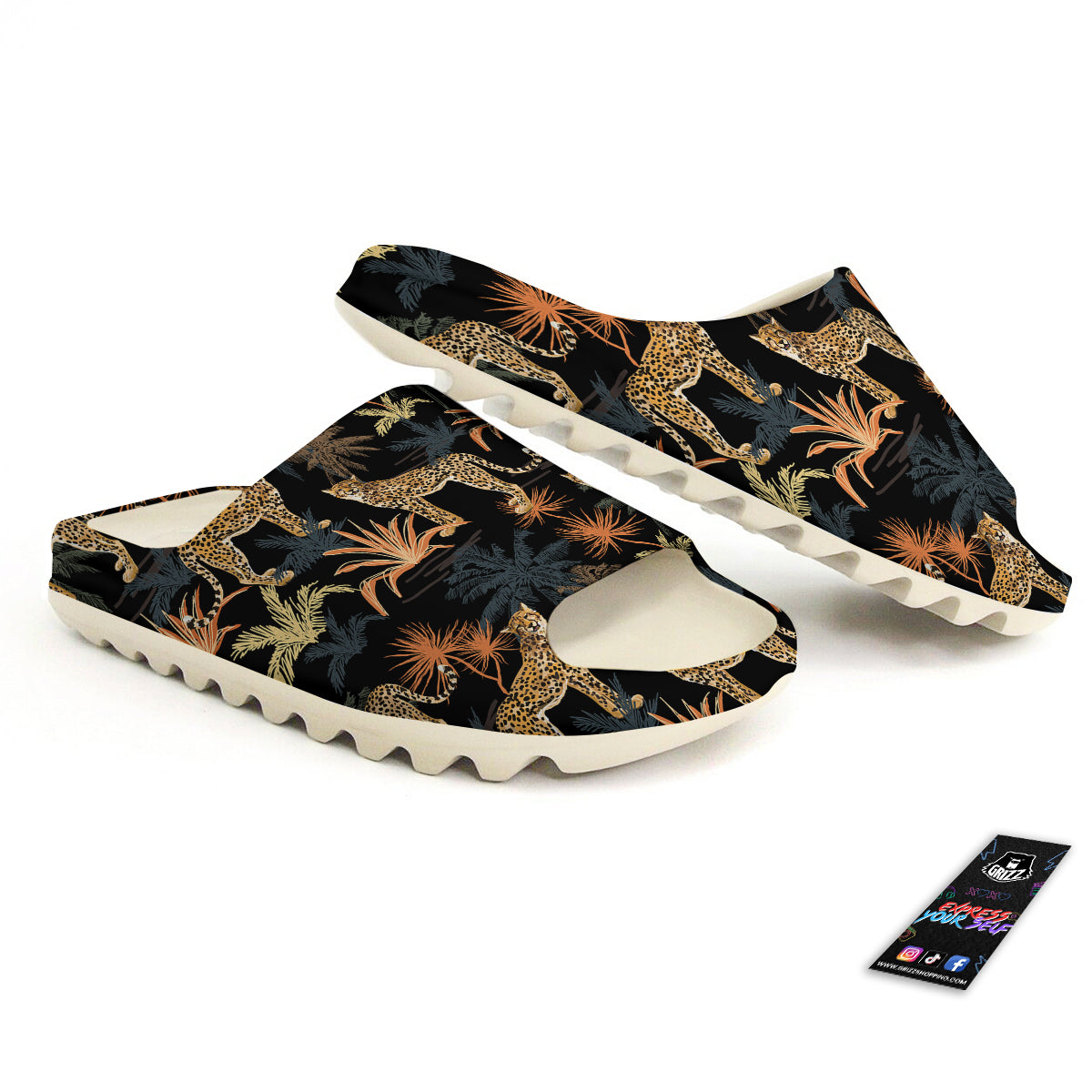 Tiger Watercolor Print Pattern Sandals-grizzshop