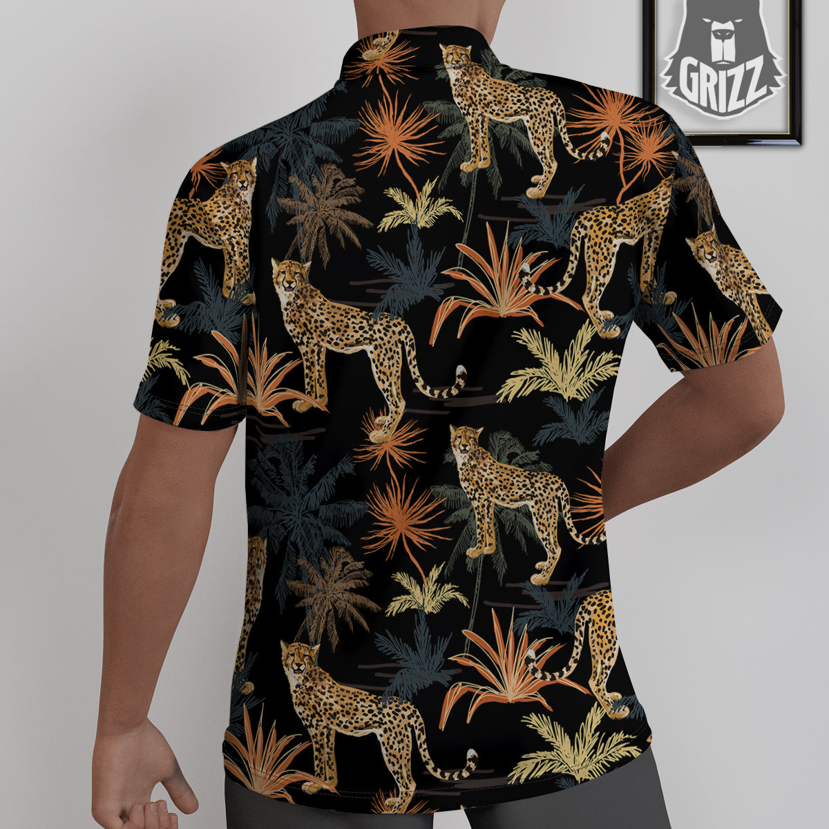 Tiger Watercolor Print Pattern Untucked Shirts-grizzshop
