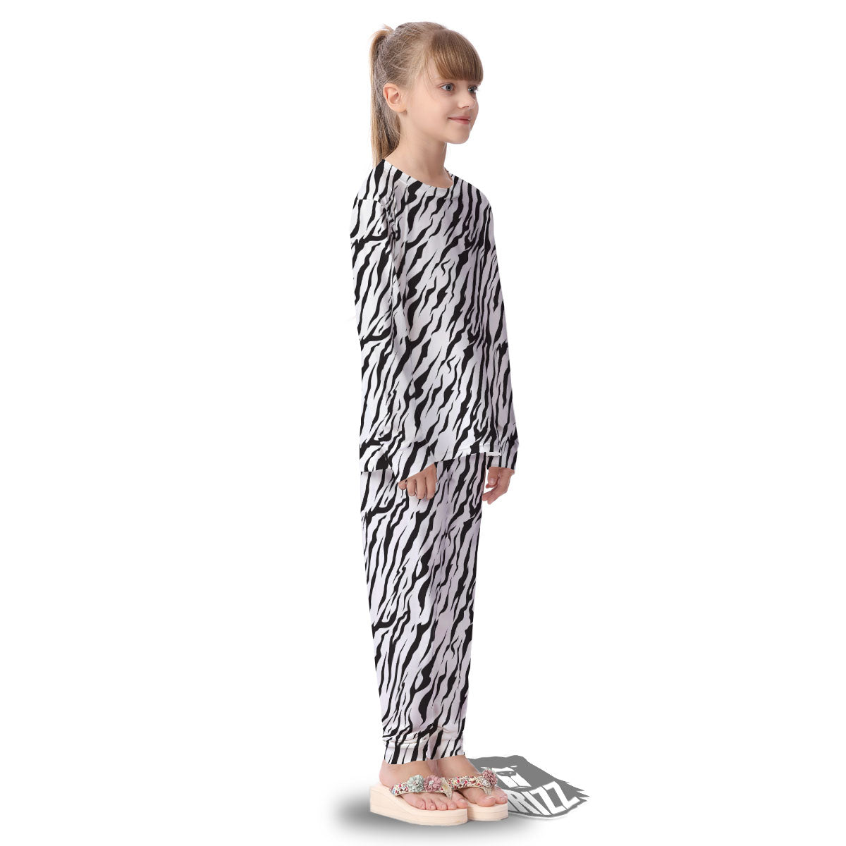 Tiger White And Black Print Pattern Kid's Pajamas-grizzshop
