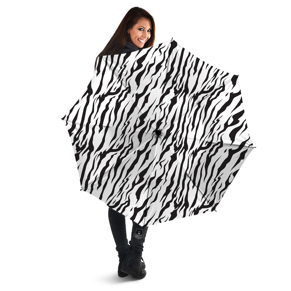 Tiger White And Black Print Pattern Umbrella-grizzshop