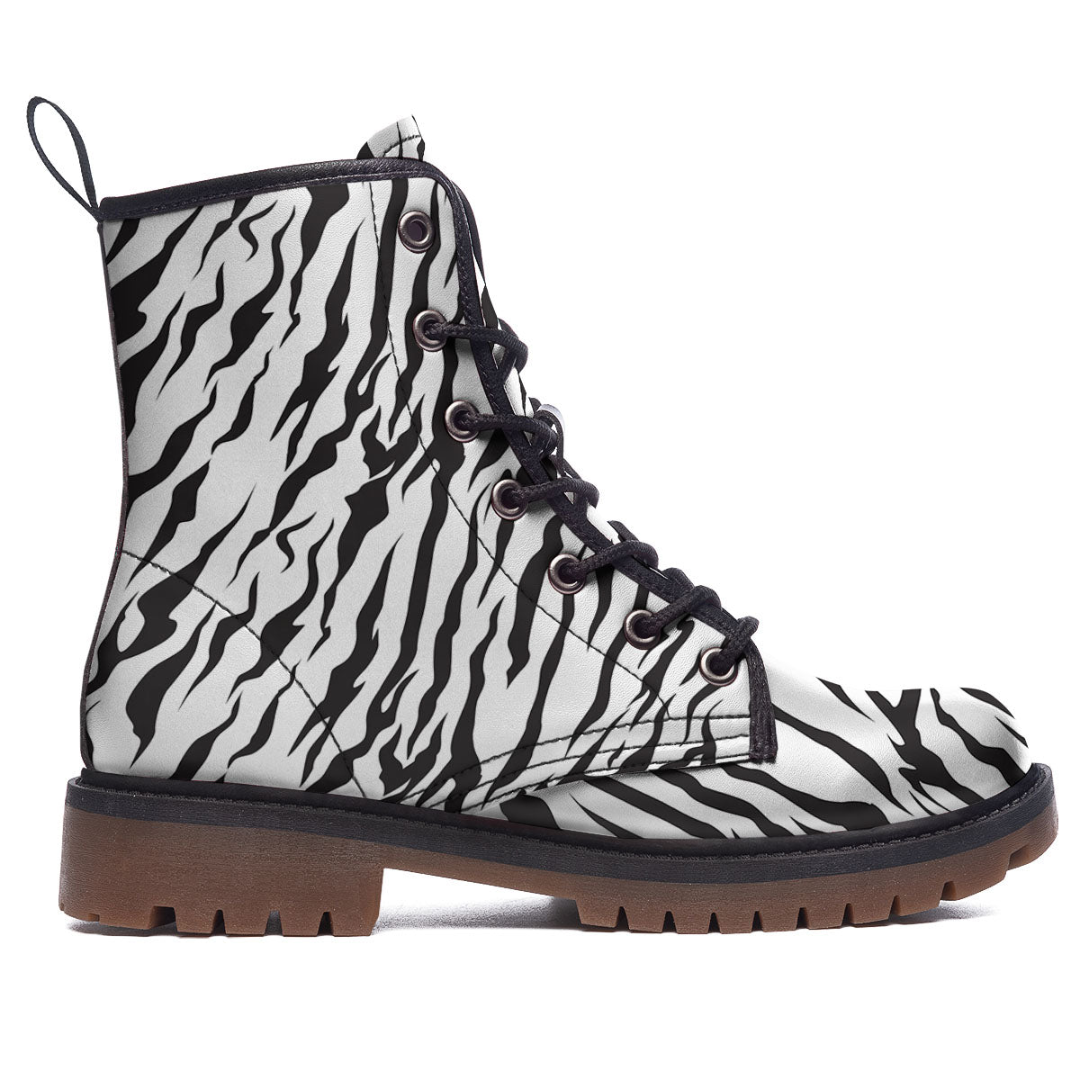 Tiger White And Black Print Pattern Work Boots-grizzshop