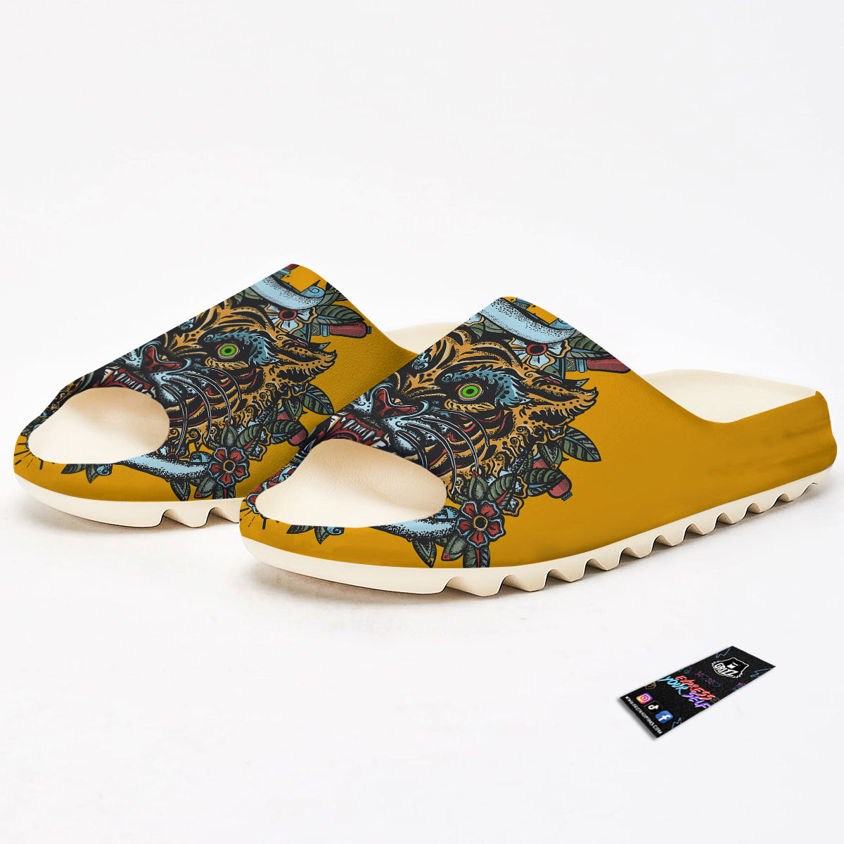 Tiger Head Tattoo Print Sandals-grizzshop