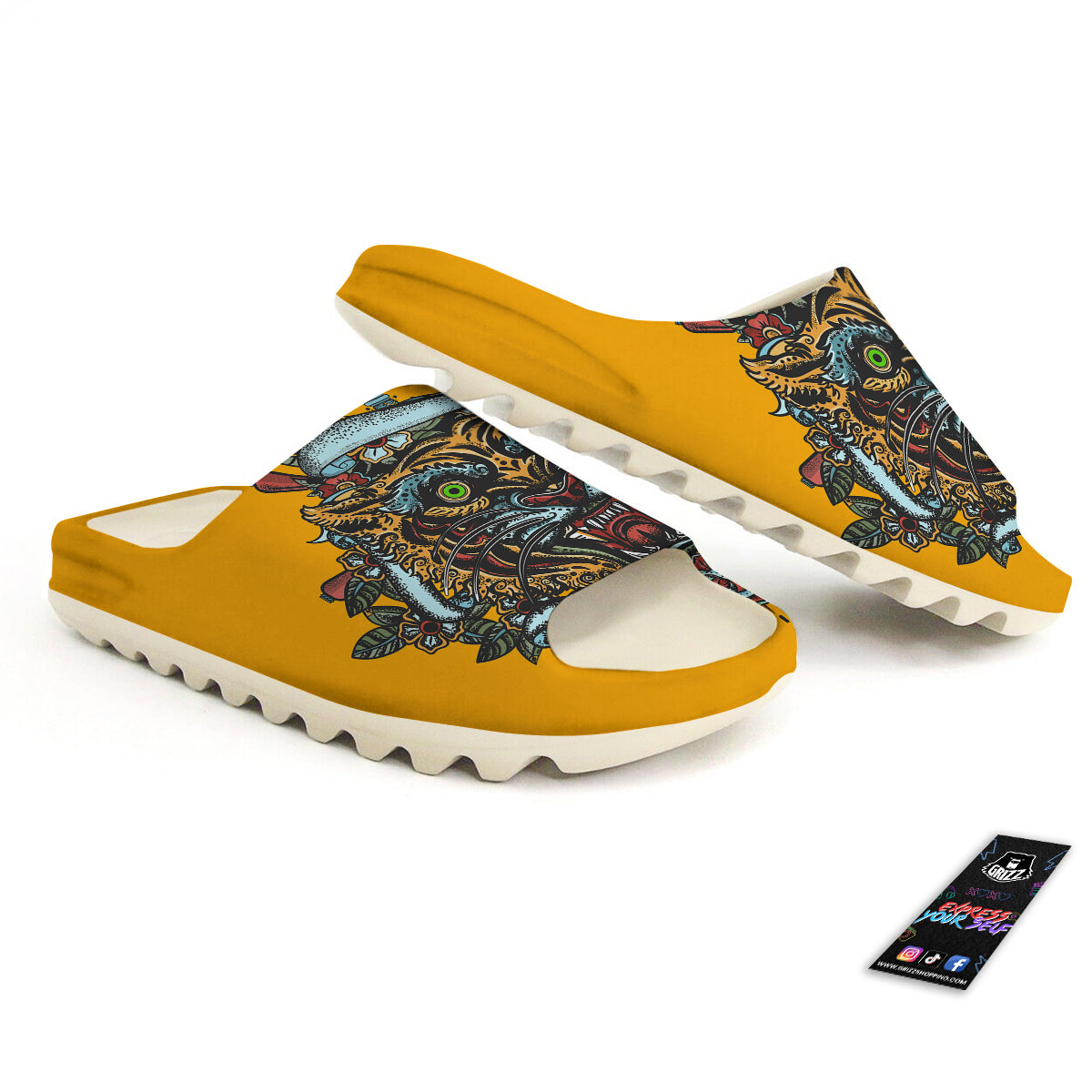 Tiger Head Tattoo Print Sandals-grizzshop