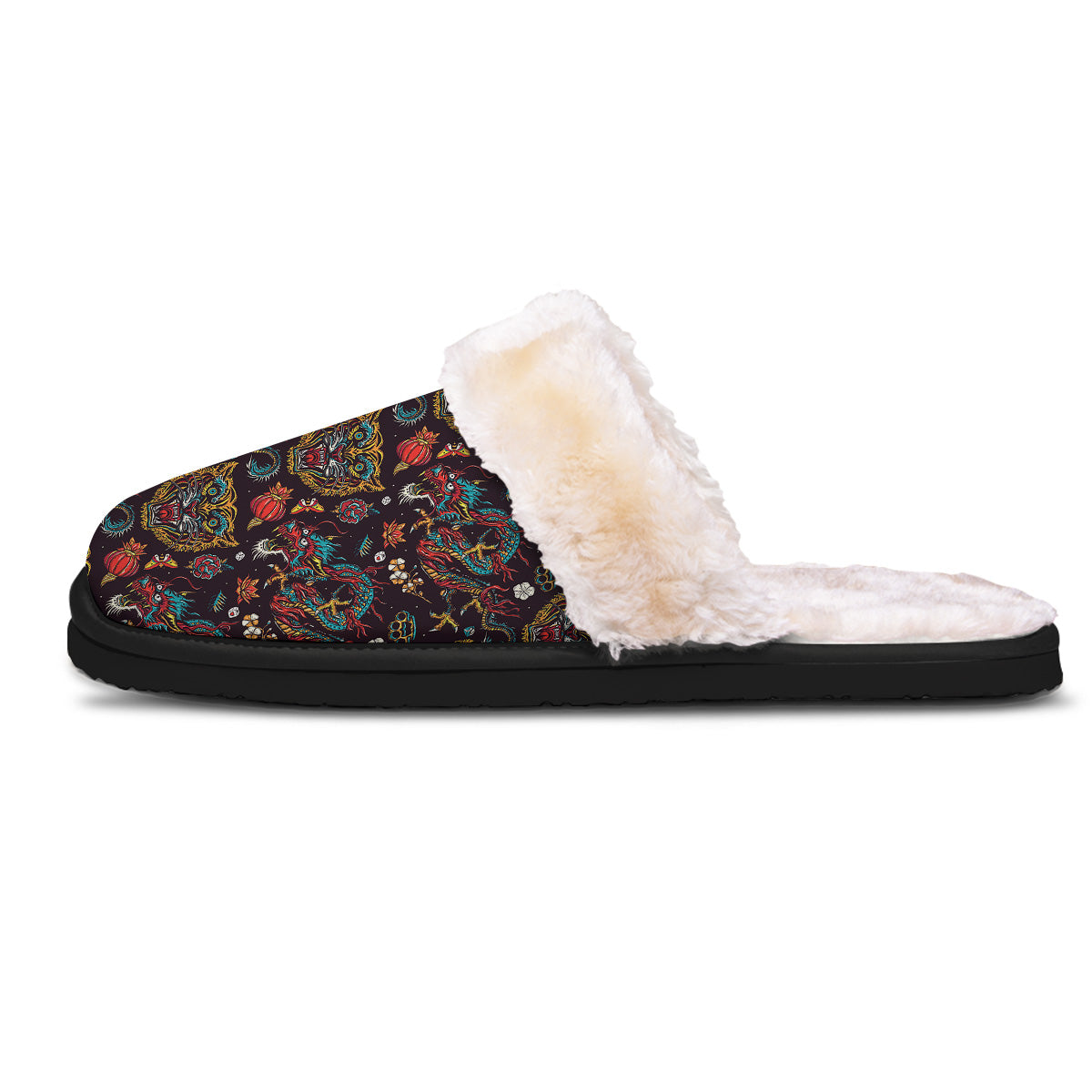 Tigers And Dragons Colorful Tattoo Print Pattern Slippers-grizzshop