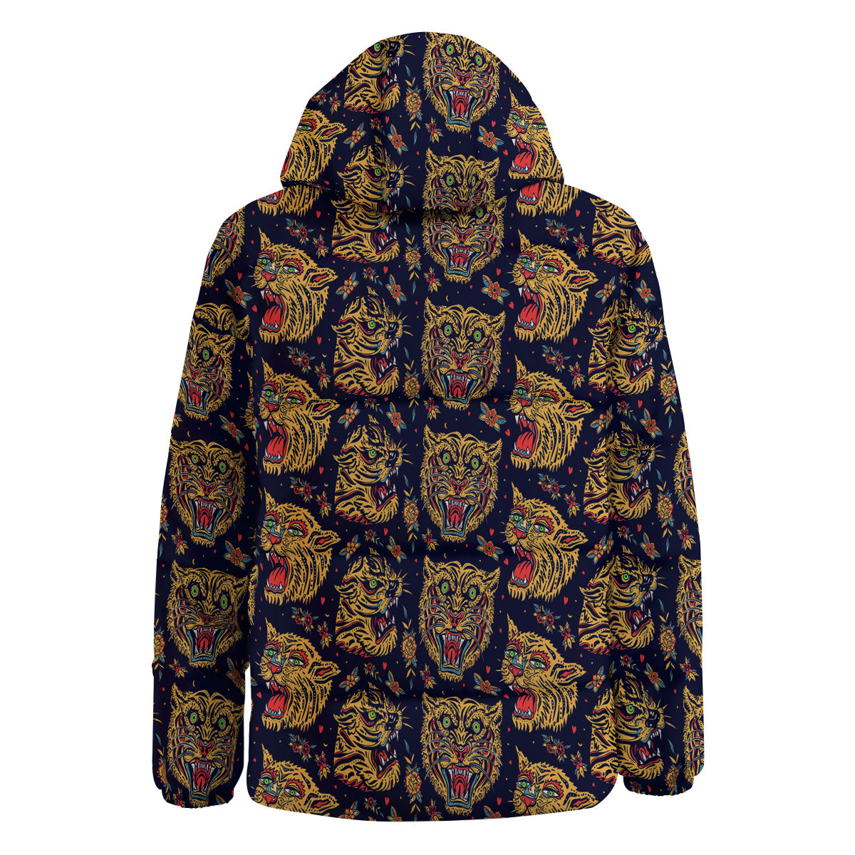 Tigers Head Tattoo Print Pattern Down Jacket-grizzshop