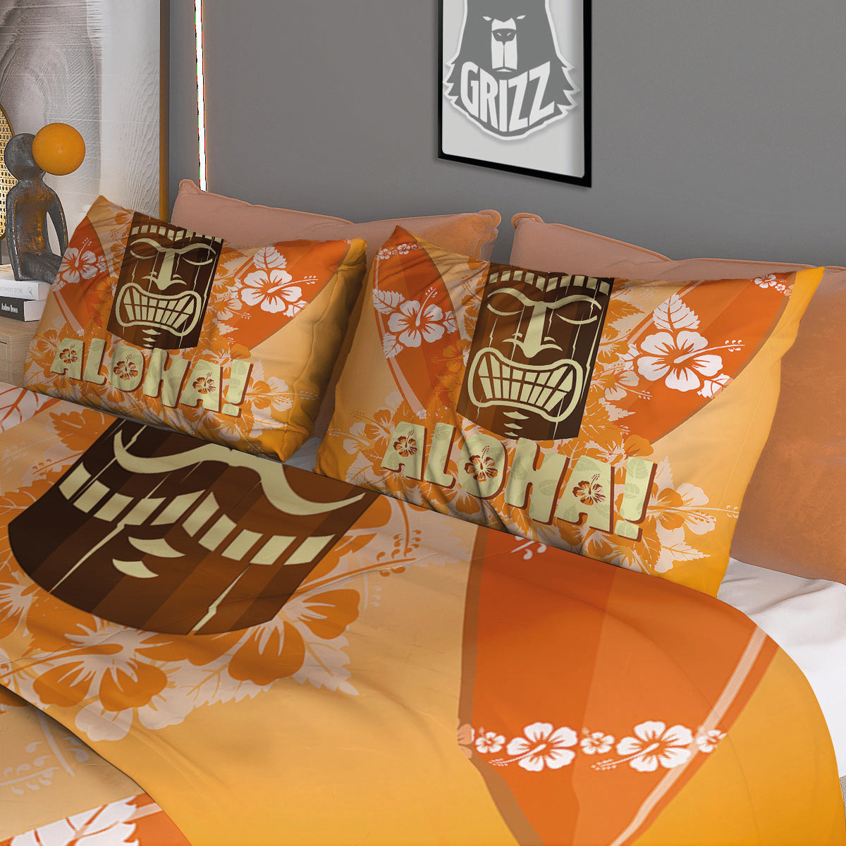 Tiki Aloha Print Duvet Cover Bedding Set