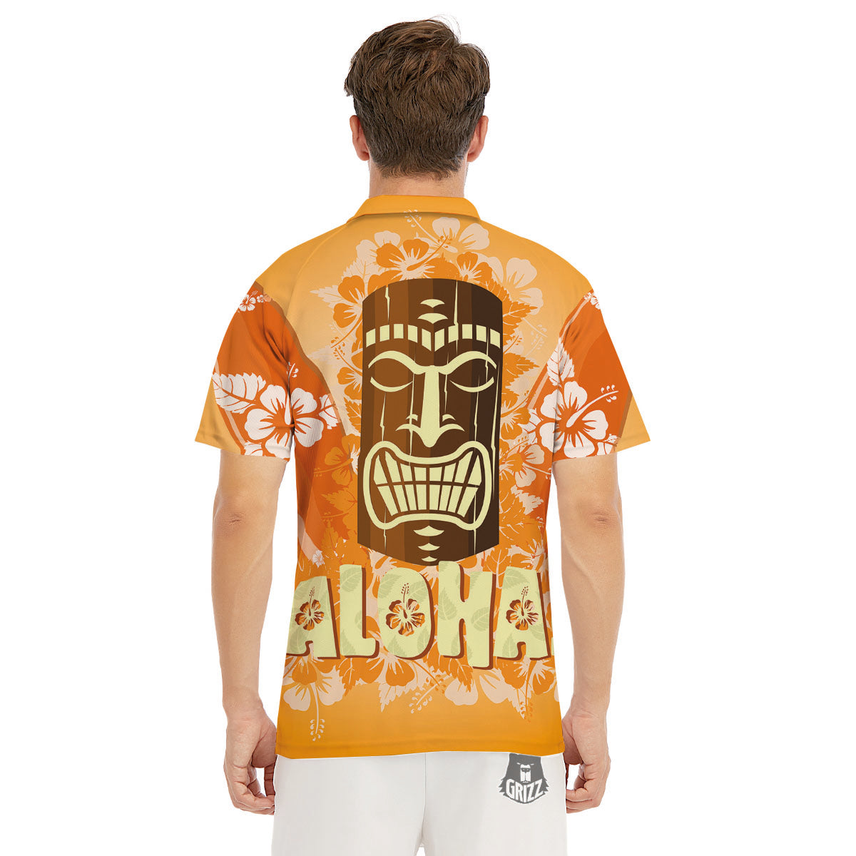 Tiki Aloha Print Men's Golf Shirts-grizzshop