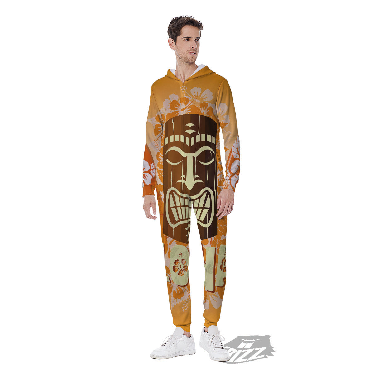 Tiki Aloha Print Men's Jumpsuit-grizzshop