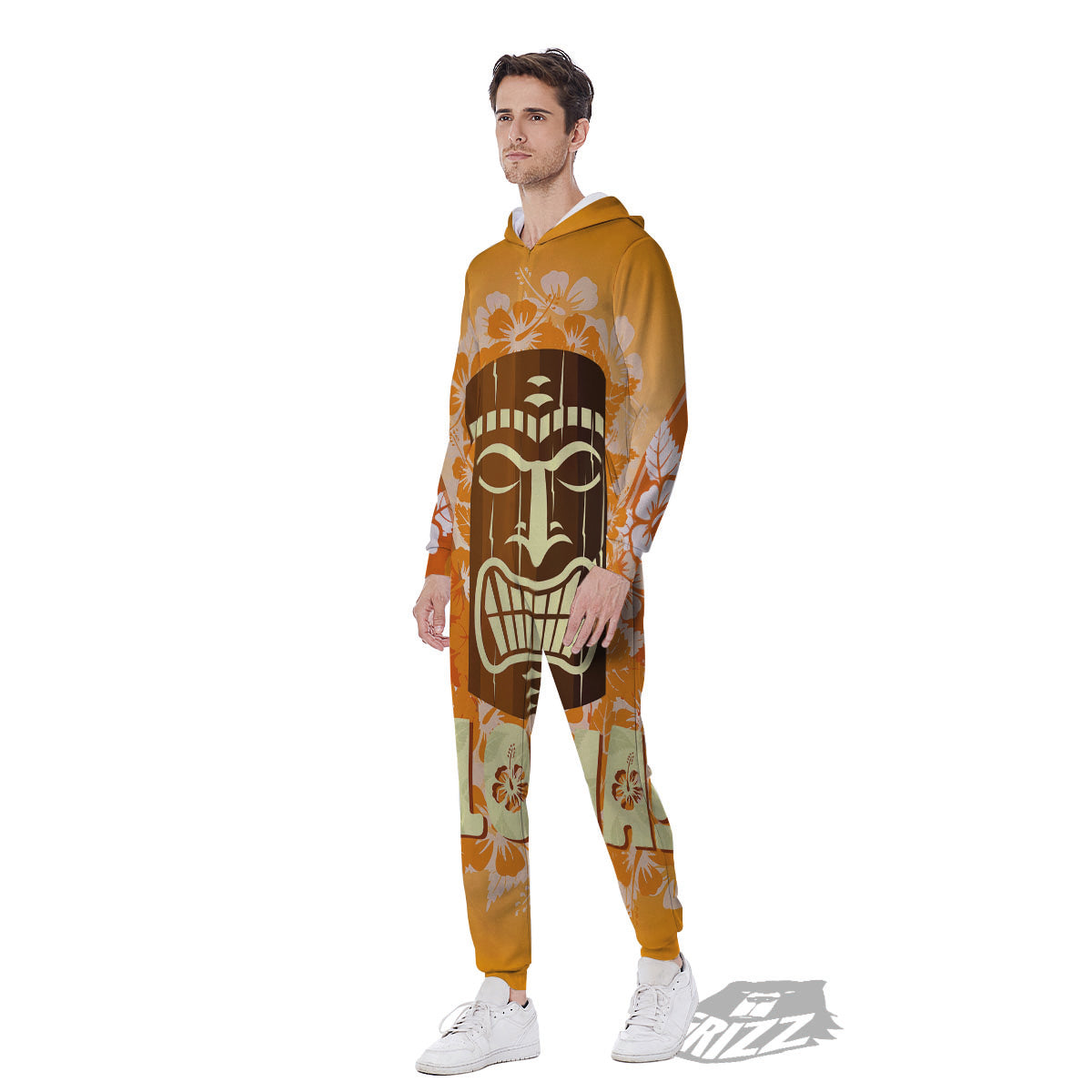 Tiki Aloha Print Men's Jumpsuit-grizzshop