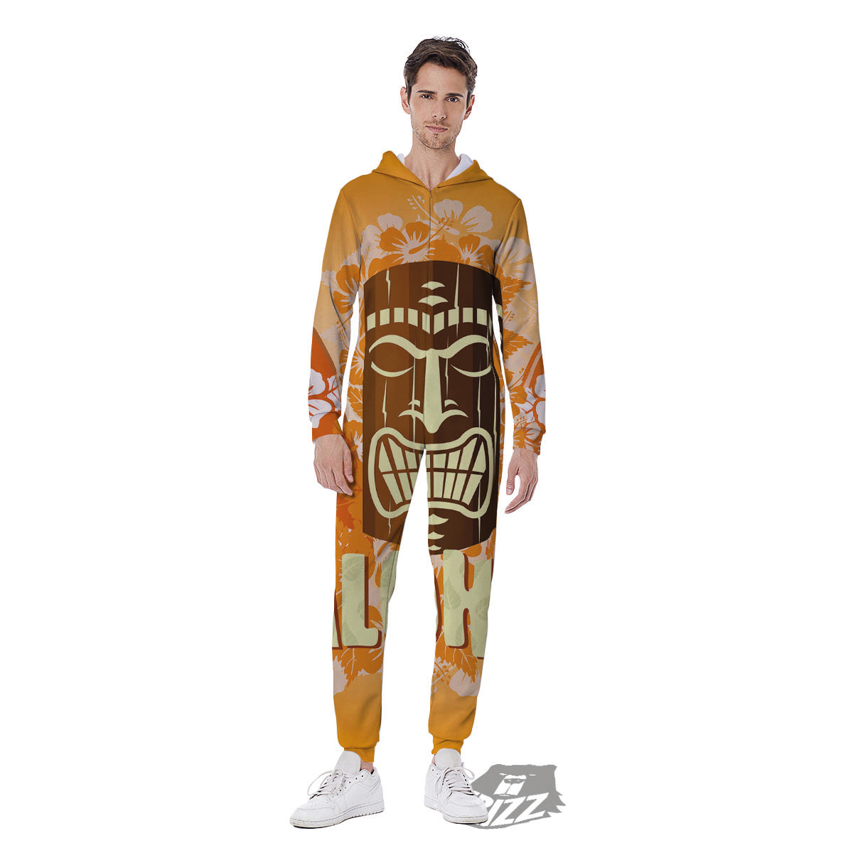 Tiki Aloha Print Men's Jumpsuit-grizzshop